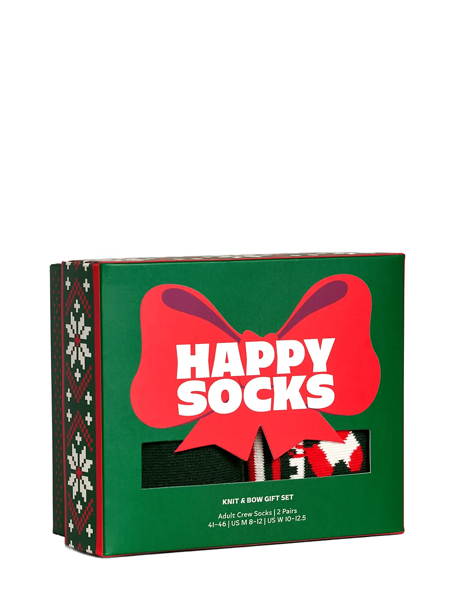 Happy Socks - 2-Pack Knit And Bow Socks Gift Set - vanliga strumpor - dark green - 4