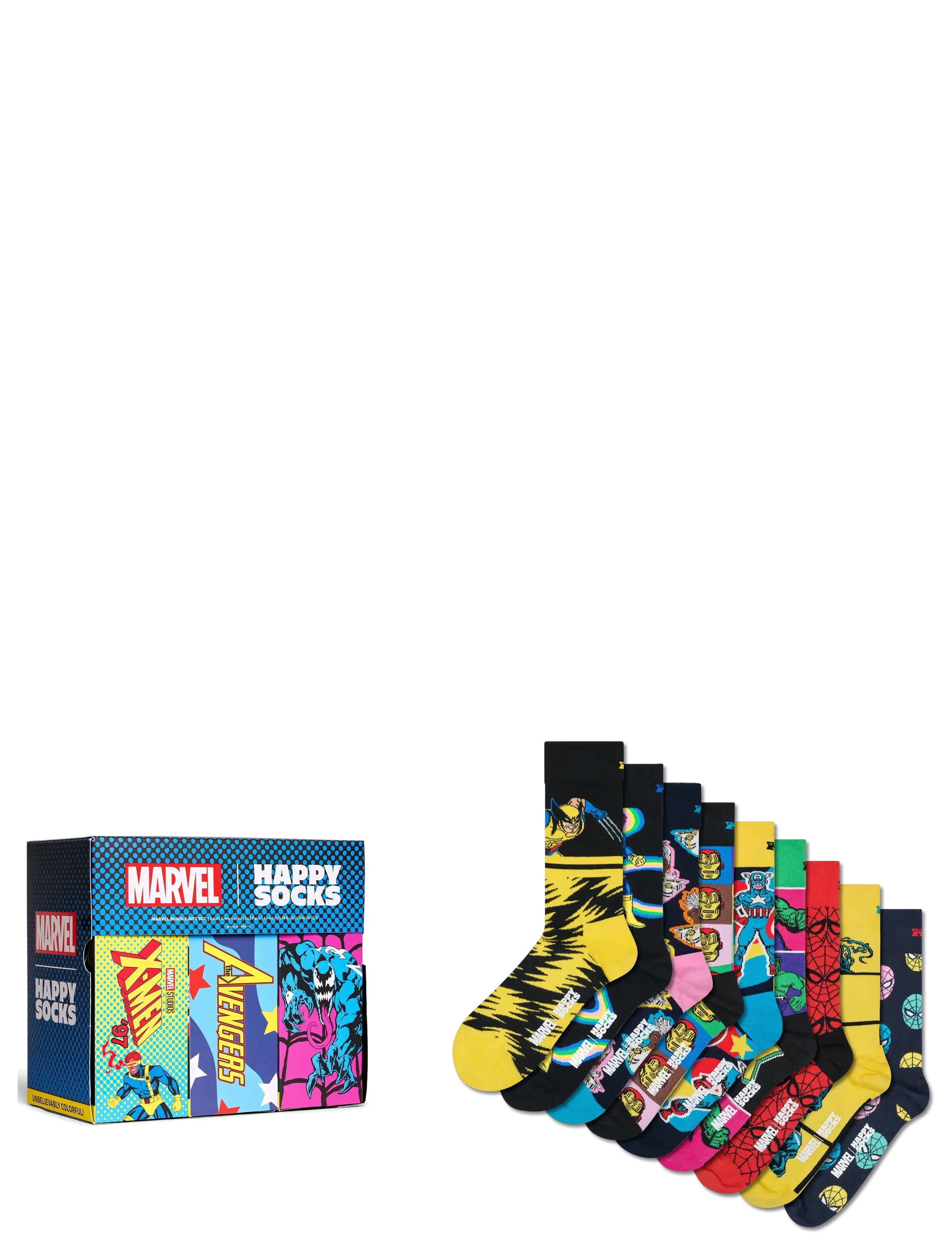 Happy Socks MARVEL™ Collector's 9-Pack Gift Set - Strømper - BLACK / black