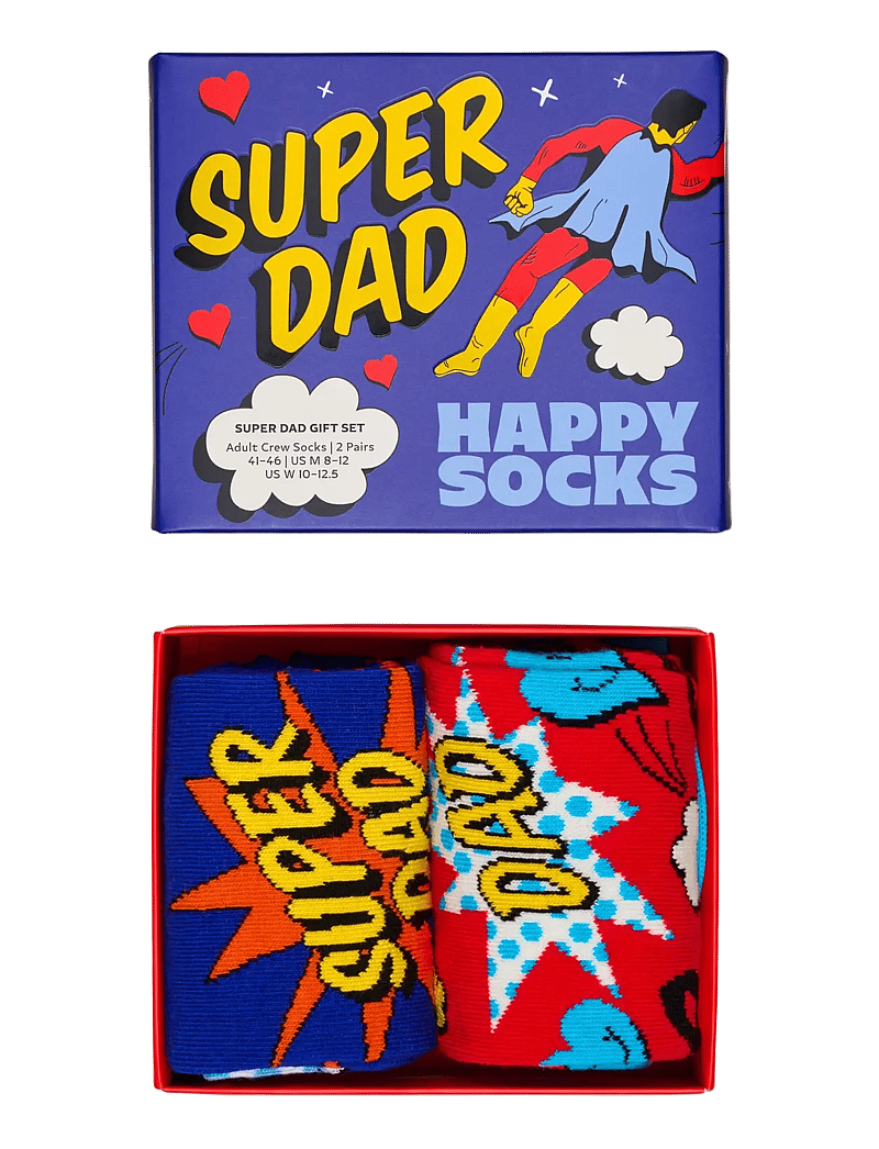 Happy Socks - 2-Pack Super Dad Socks Gift Set - sokker - blue - 0