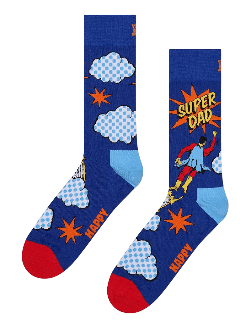 Happy Socks - 2-Pack Super Dad Socks Gift Set - sokker - blue - 1