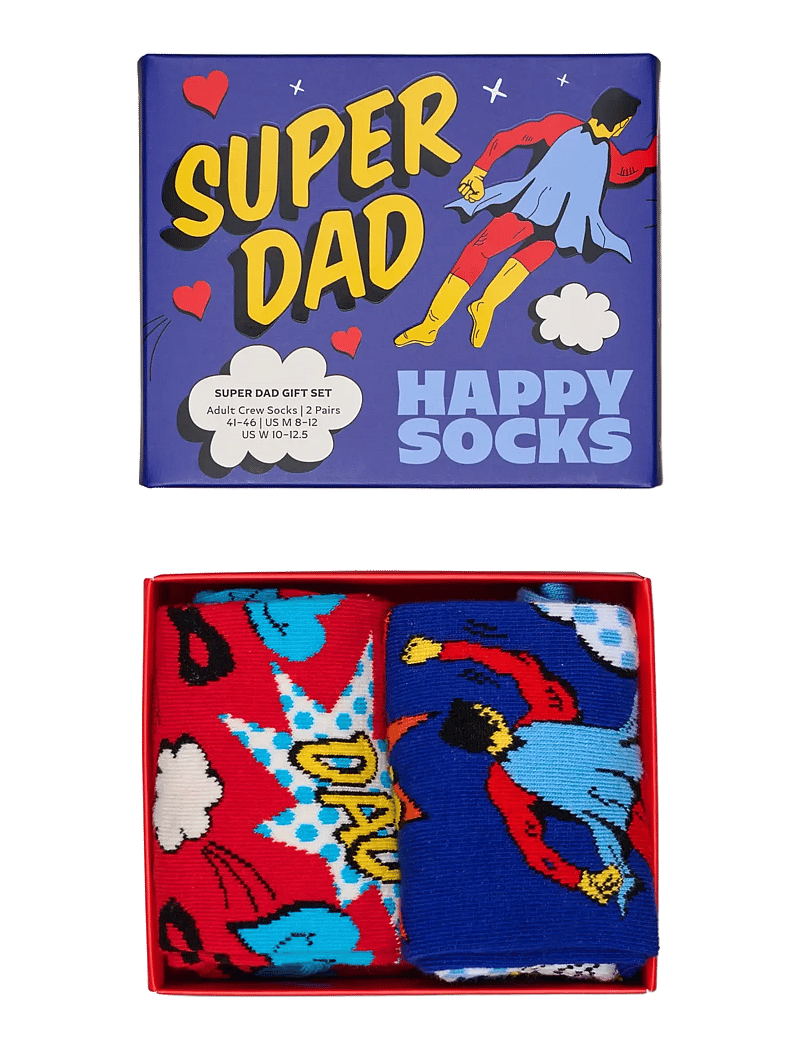 Happy Socks - 2-Pack Super Dad Socks Gift Set - sokker - blue - 4
