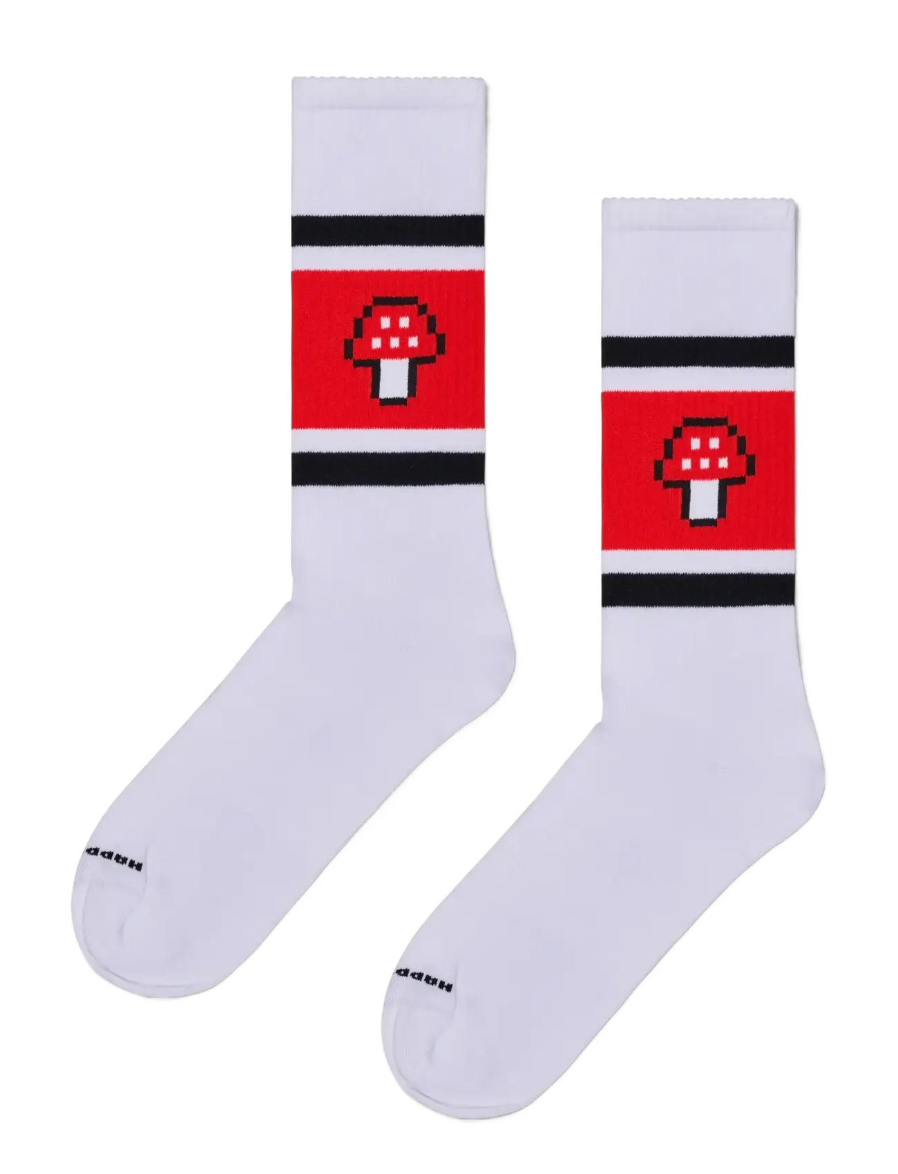 Happy Socks Mushroom Stripe Sneaker Sock - Socks - WHITE / white