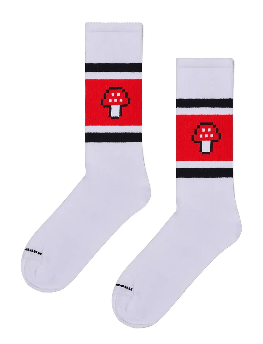 Happy Socks - Mushroom Stripe Sneaker Sock - sokker - white - 1