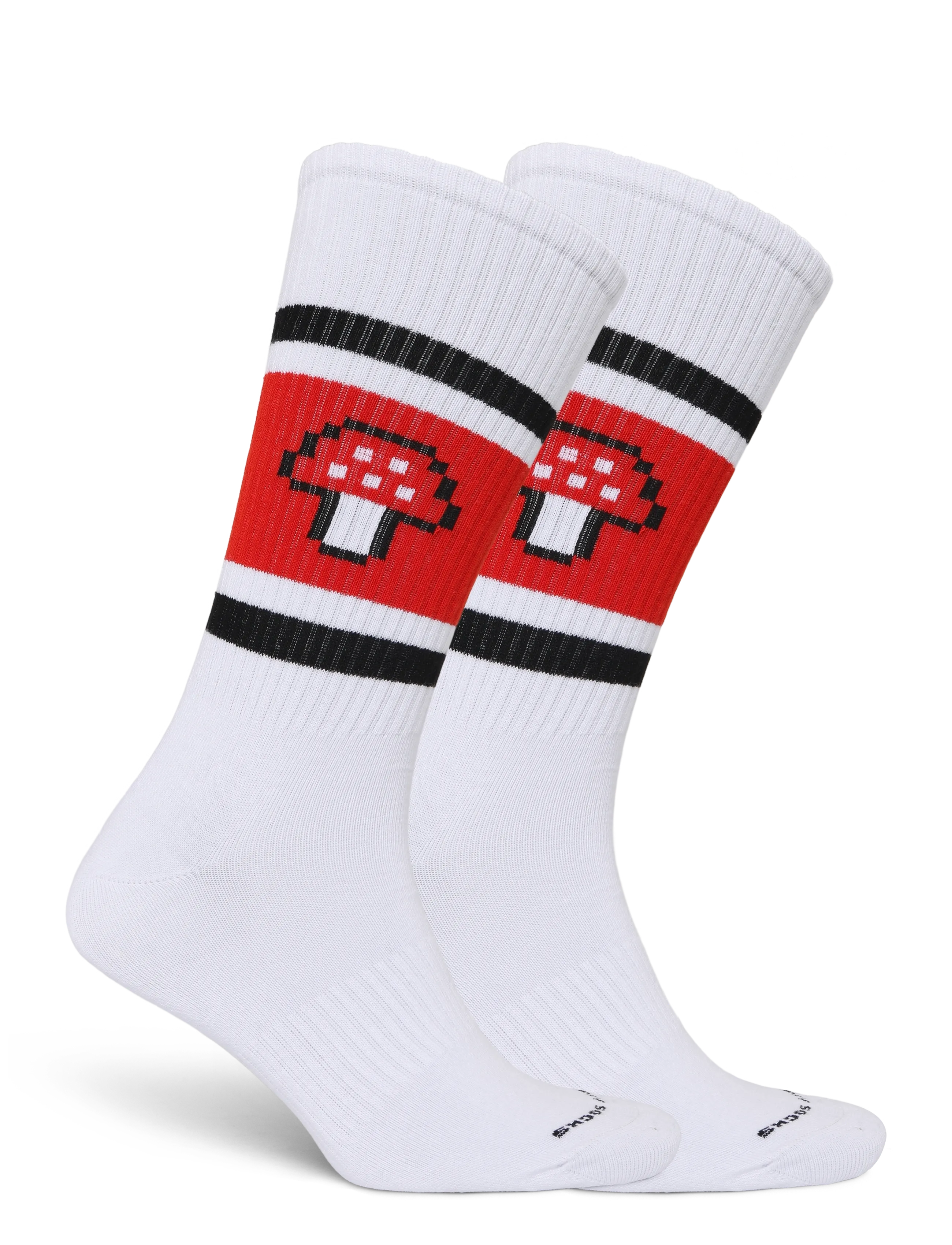 Happy Socks - Mushroom Stripe Sneaker Sock - lägsta priserna - white - 2