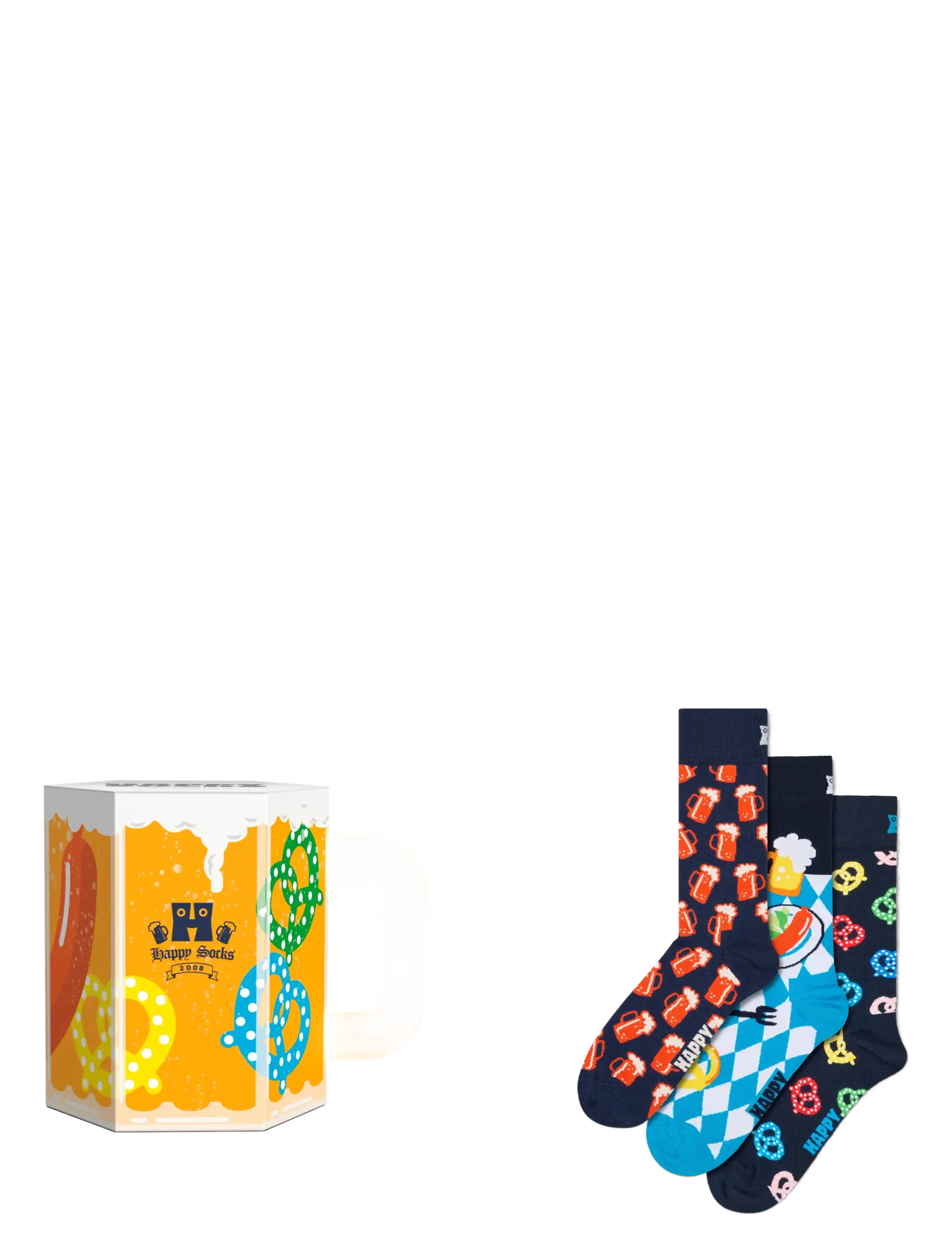 Happy Socks 3-Pack Beer Glass Socks Gift Set - Strømper - NAVY / multi