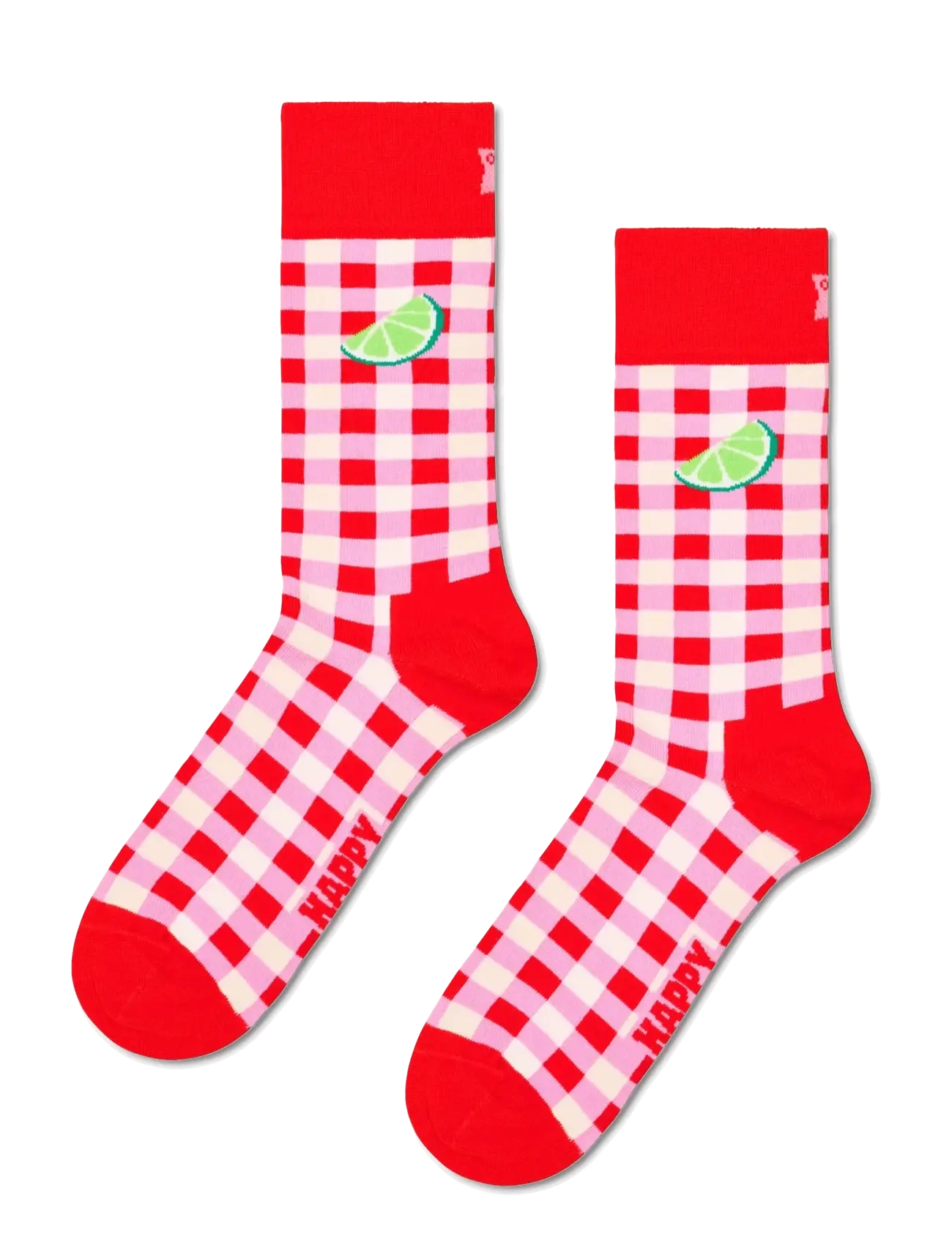 HAPPY Socken Gingham Lime Socke Rot - 41-46 - Herren