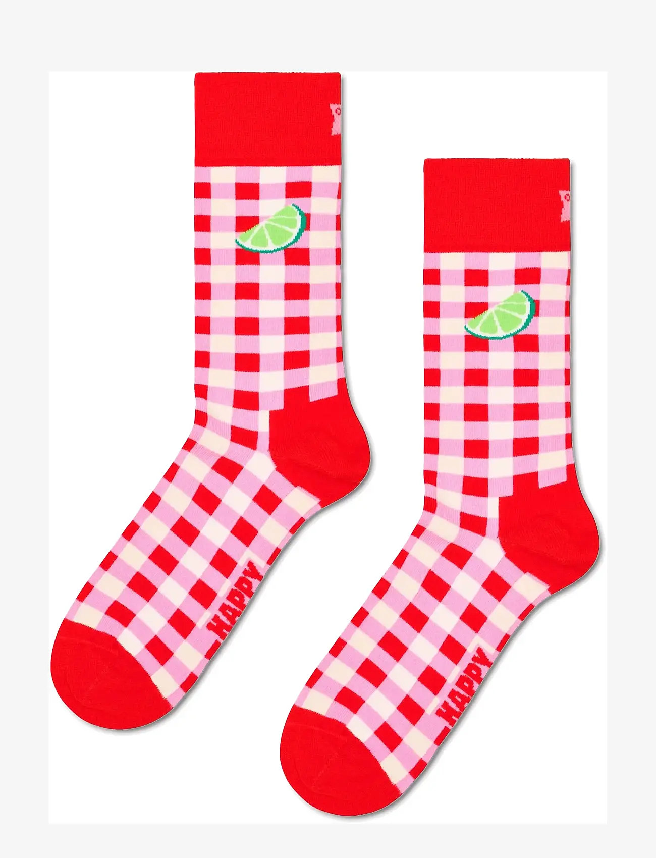 Happy Socks - Gingham Lime Sock - die niedrigsten preise - red - 1