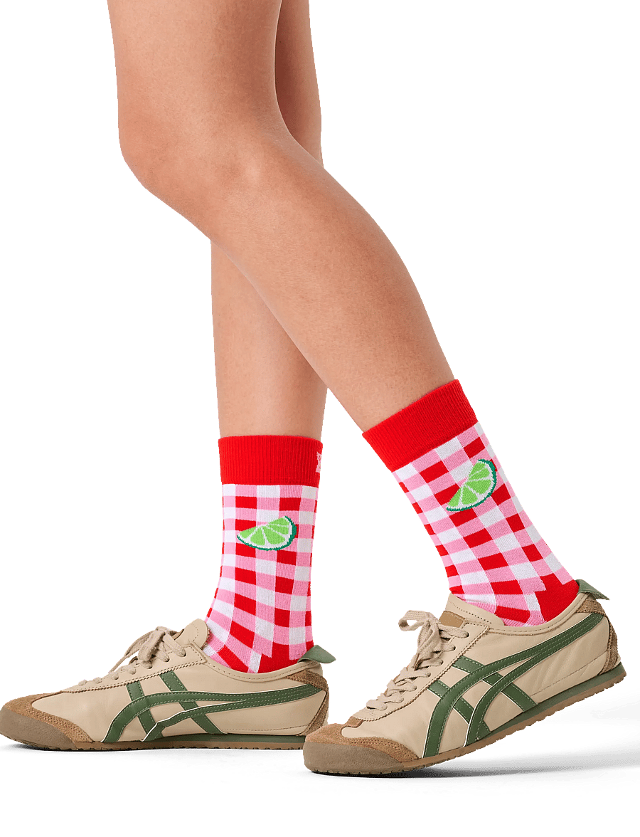 Happy Socks - Gingham Lime Sock - skarpetki - red - 0