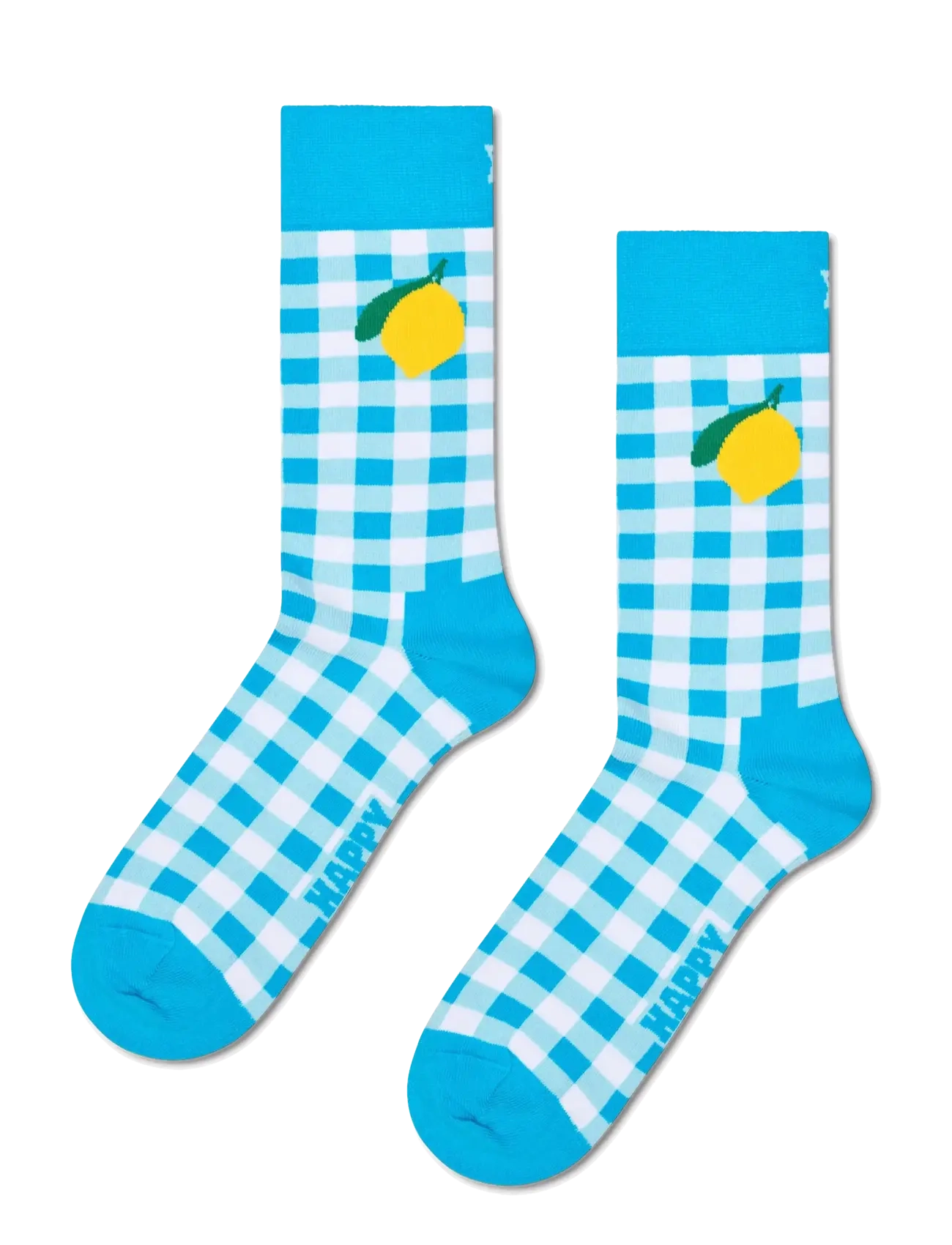 Happy Socks Gingham Lemon Sock - Happy Socks - BLUE / blue