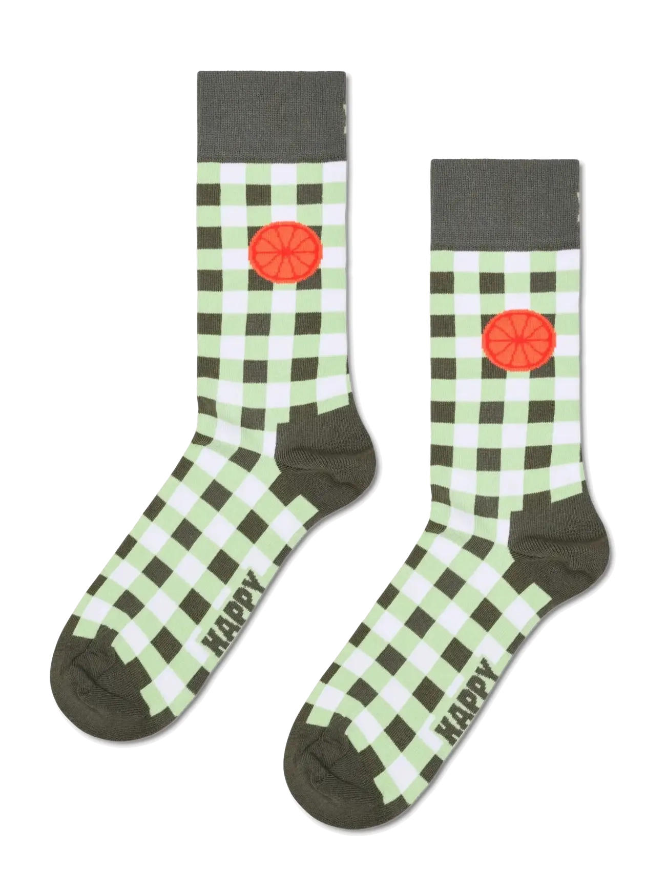 HAPPY Socken Gingham Orange Socke Grün - 36-40 - Herren