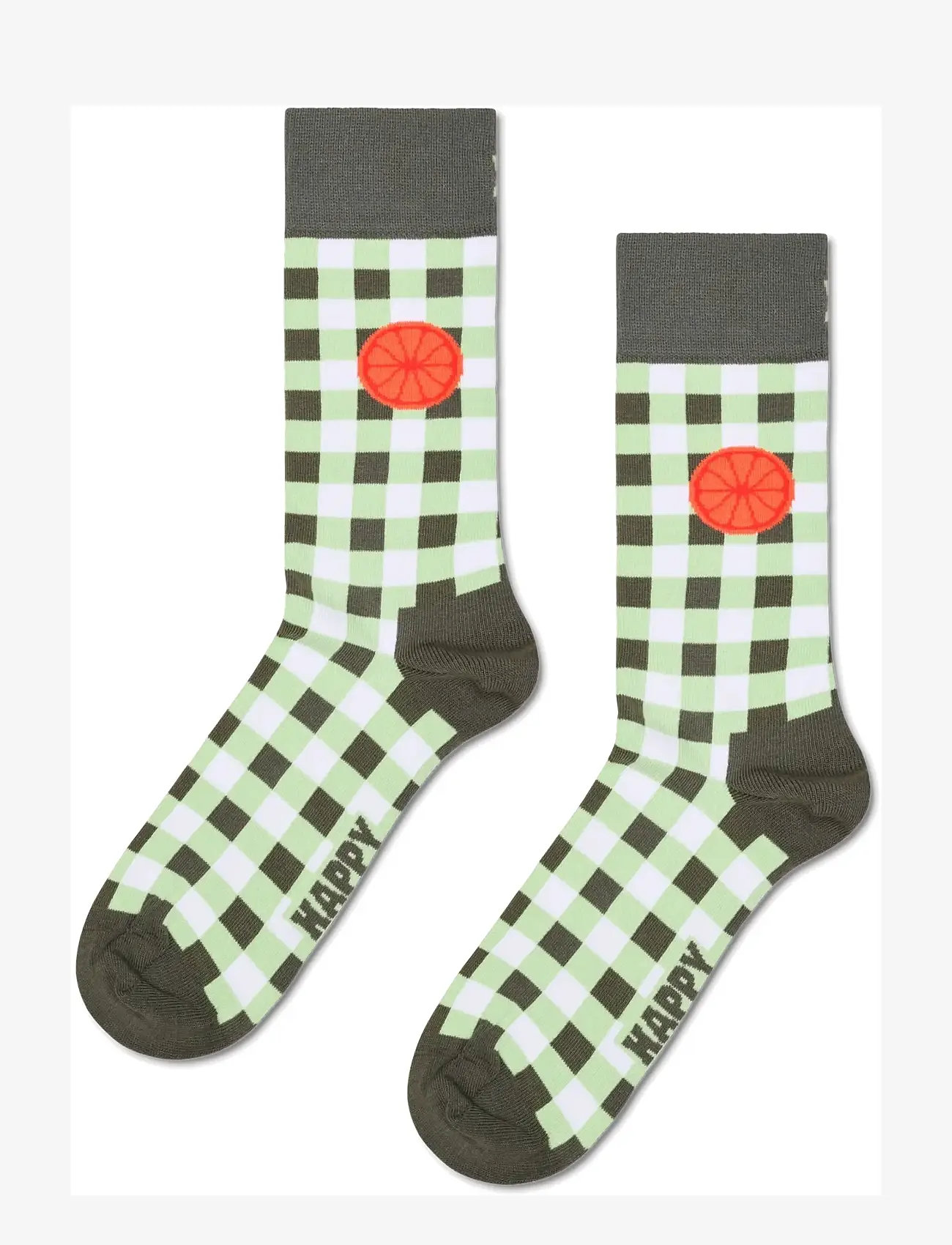 Happy Socks - Gingham Orange Sock - vanliga strumpor - green - 1