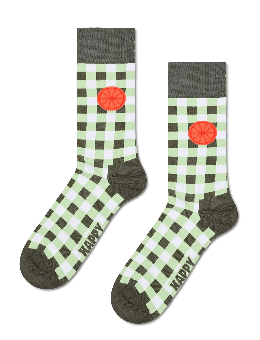 Happy Socks - Gingham Orange Sock - sokker - green - 1