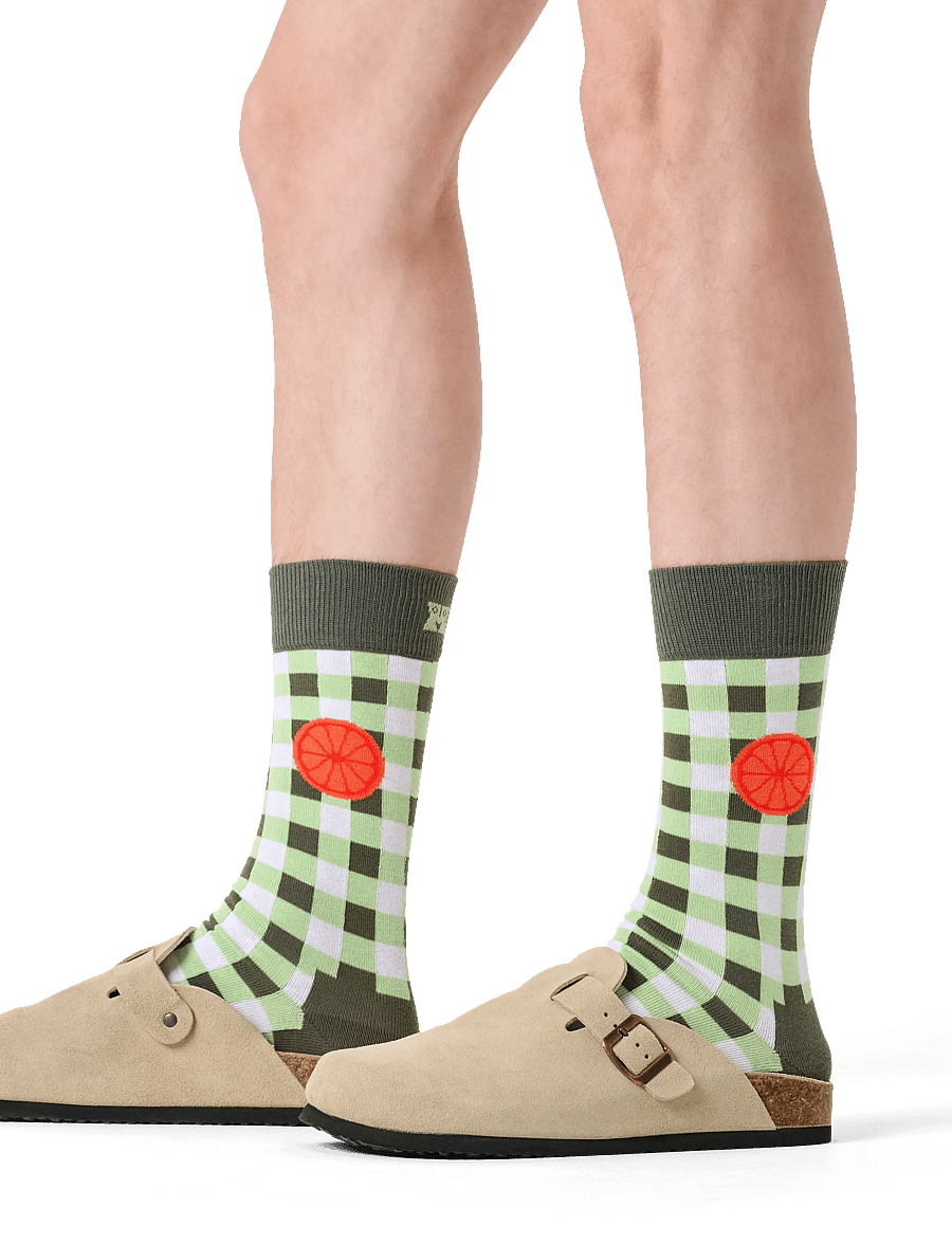 Happy Socks - Gingham Orange Sock - sokker - green - 0