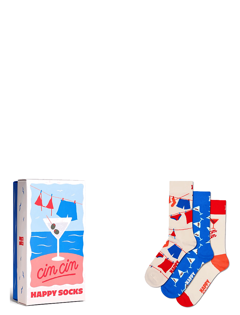 Happy Socks - 3-Pack Cin Cin Socks Gift Set - klassikalised sokid - white - 0