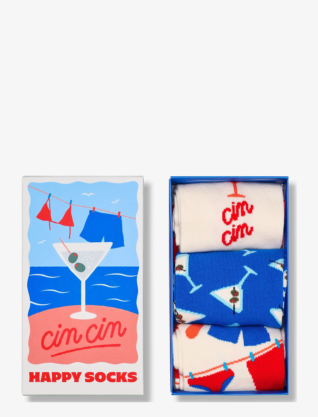 Happy Socks - 3-Pack Cin Cin Socks Gift Set - vanliga strumpor - white - 2