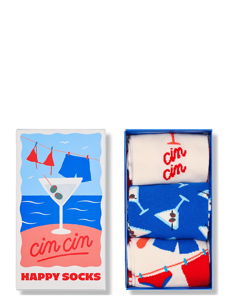 Happy Socks - 3-Pack Cin Cin Socks Gift Set - klassikalised sokid - white - 2