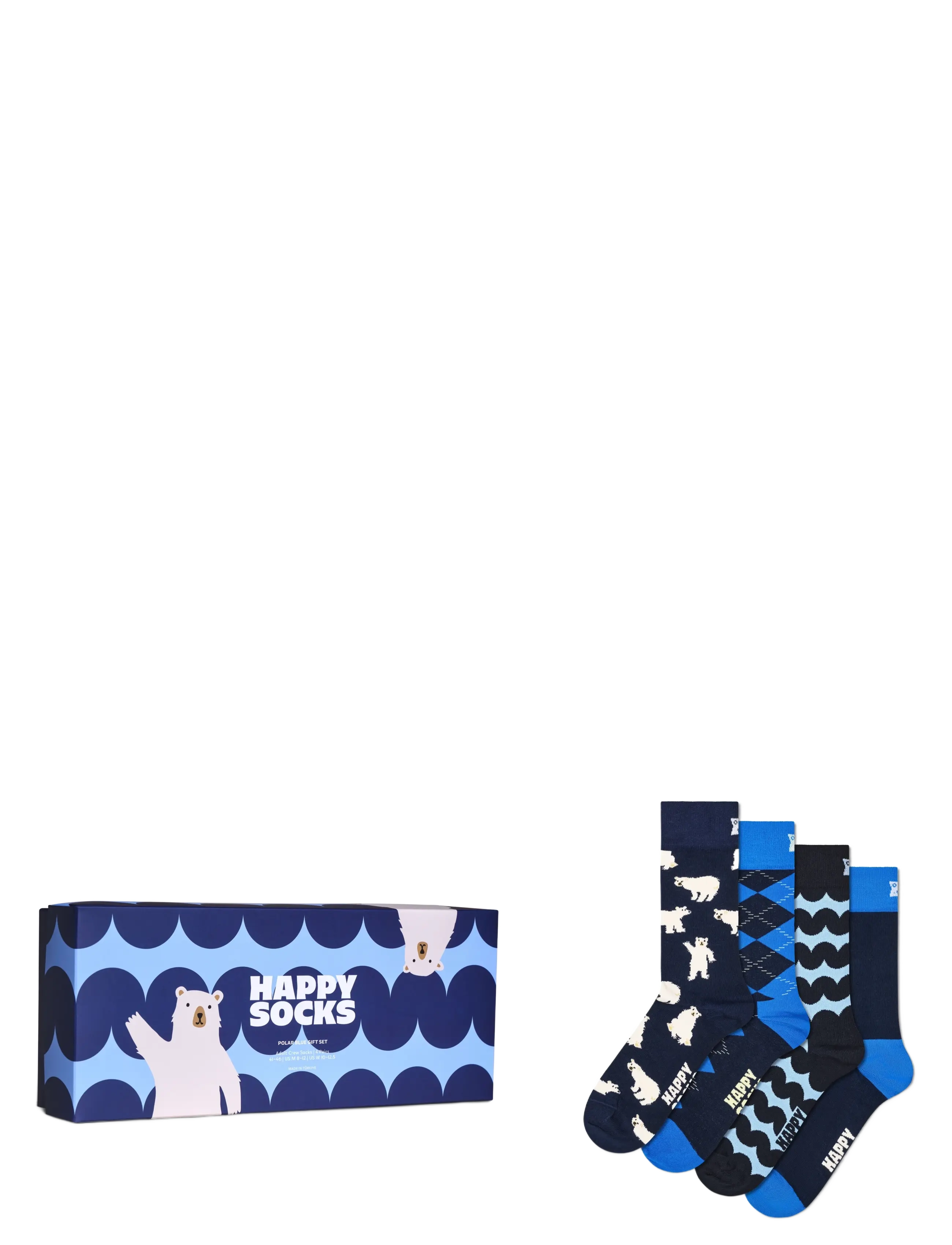 Happy Socks 4-Pack Polar Blue Socks Gift Set, 41-46, Navy, Sokker > Almindelige Sokker, Herre