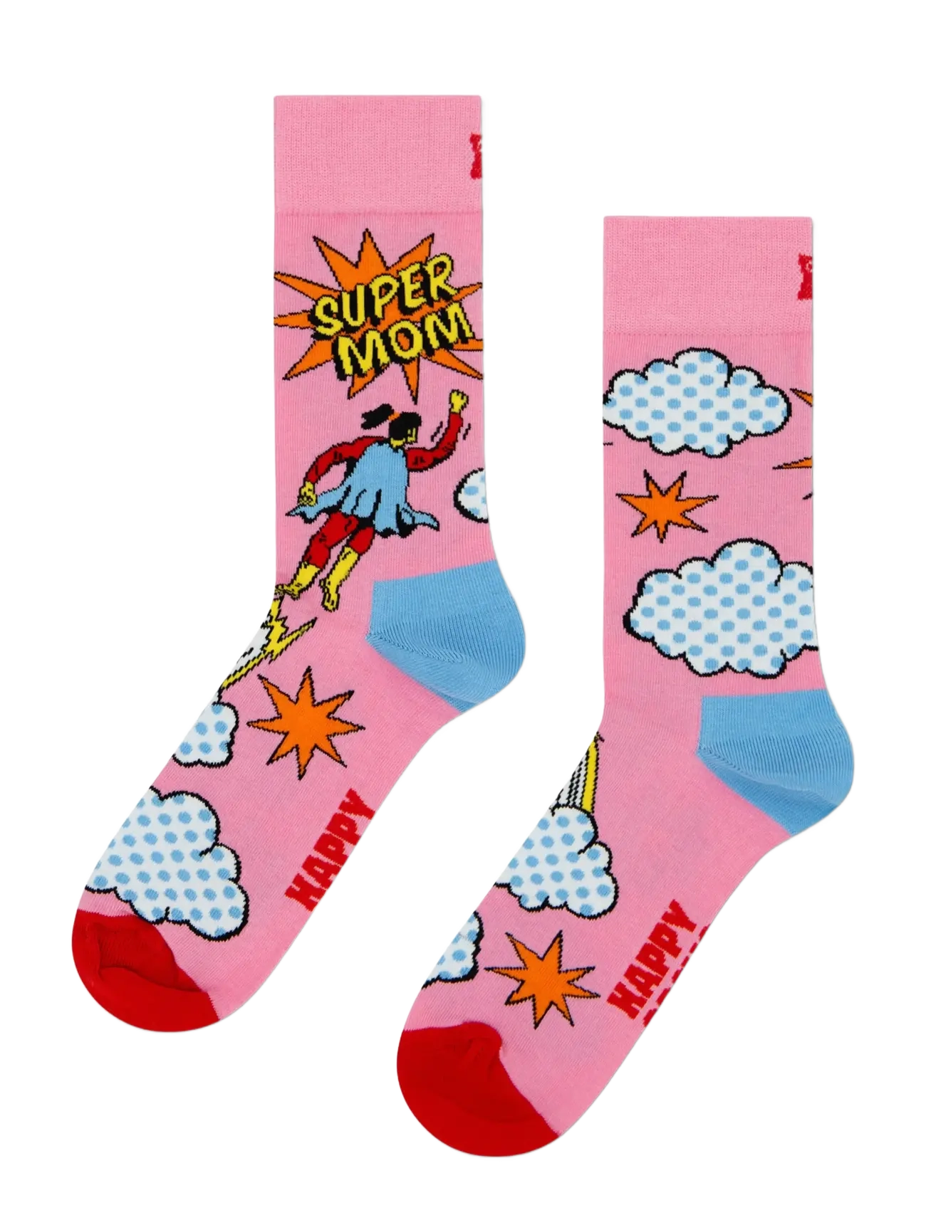 Happy Socks Flying Super Mom Sock - Strømper - ORANGE / pink/rose