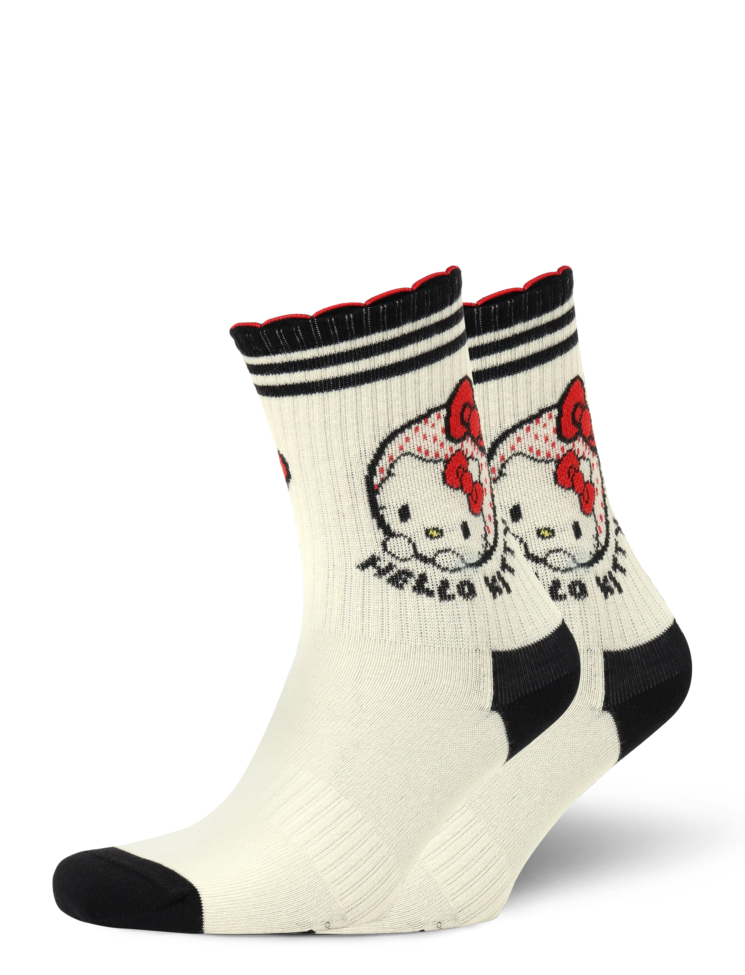 Happy Socks Hello Kitty Ribbon Short Crew Sneaker Sock - Strumpor - WHITE / white