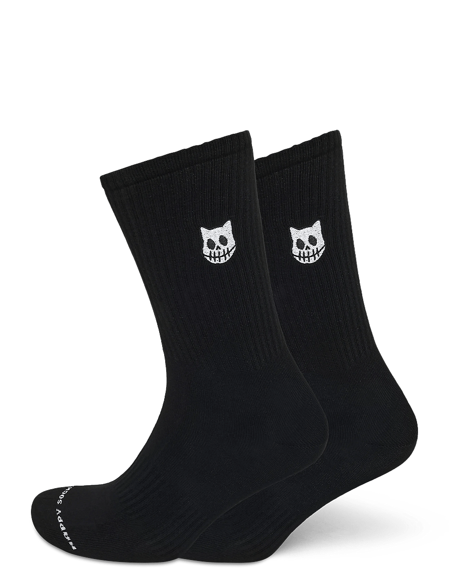 Happy Socks - Cat Skull Sneaker Sock - klassikalised sokid - black - 0