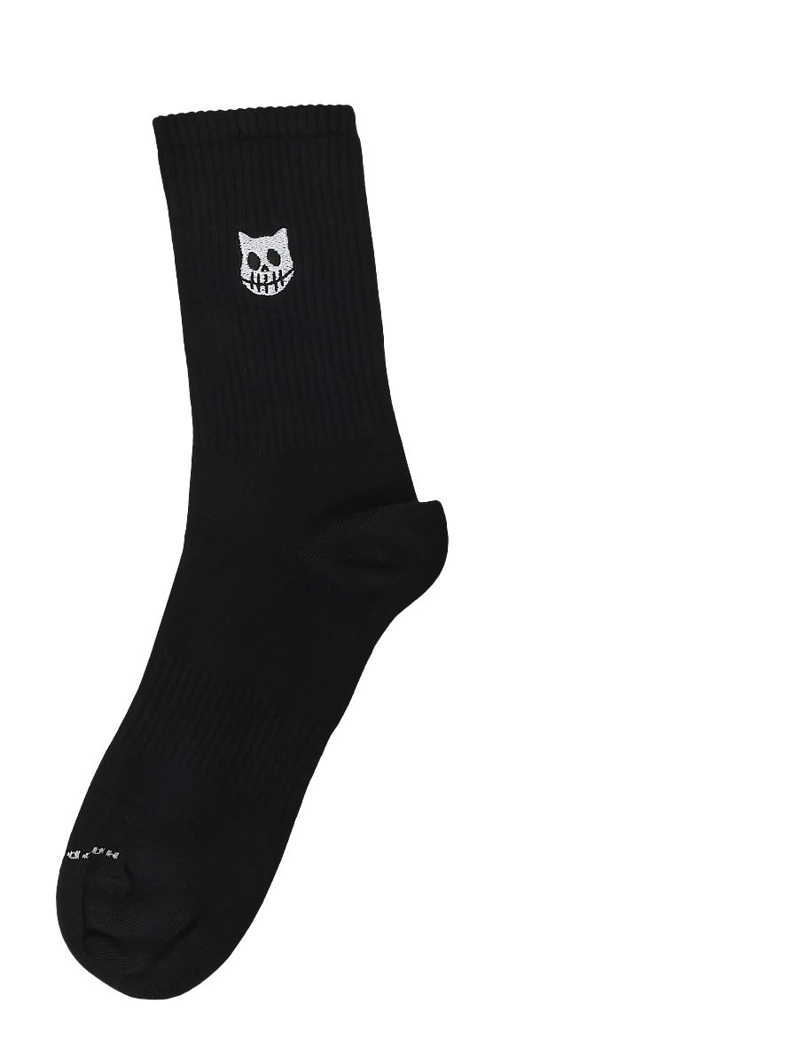 Happy Socks - Cat Skull Sneaker Sock - klassikalised sokid - black - 1