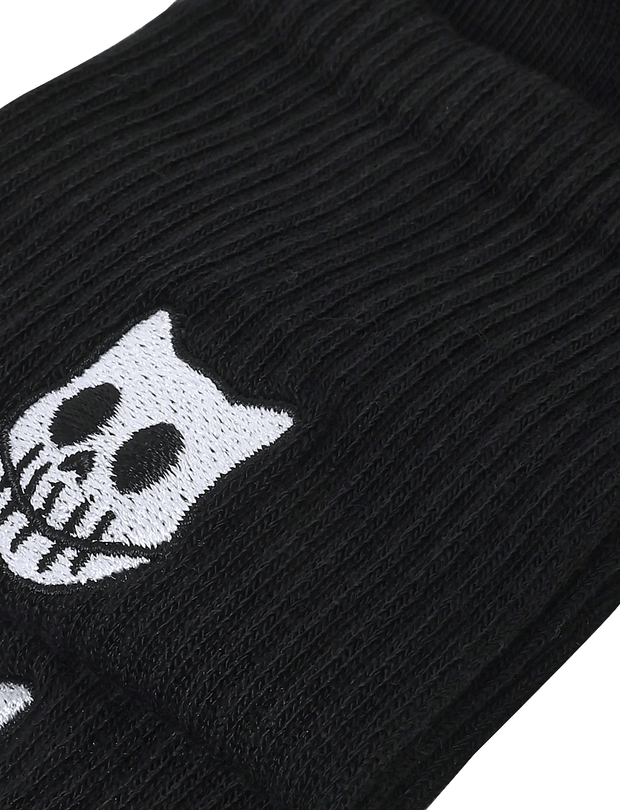 Happy Socks - Cat Skull Sneaker Sock - klassikalised sokid - black - 2