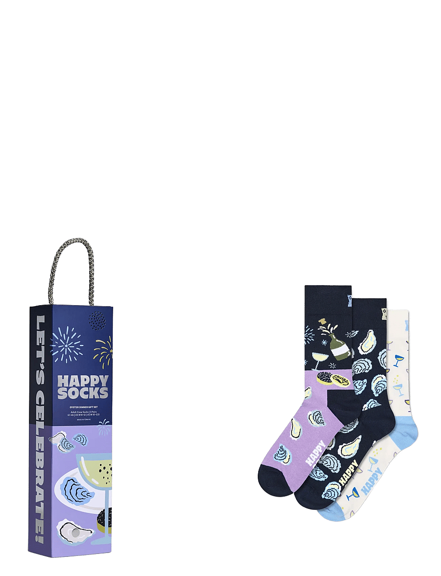 Happy Socks - 3-Pack Oyster Dinner Socks Gift Set - vanliga strumpor - navy - 0