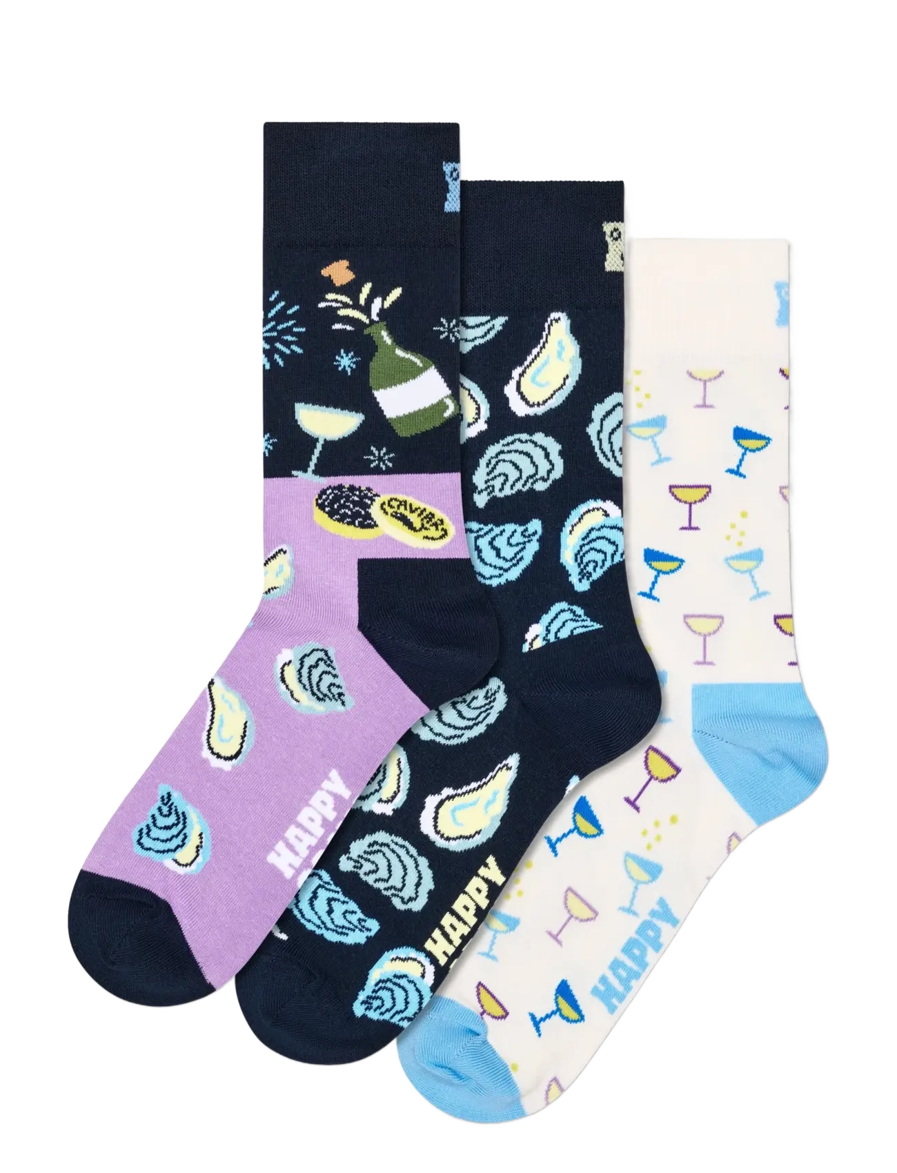 Happy Socks - 3-Pack Oyster Dinner Socks Gift Set - vanliga strumpor - navy - 1