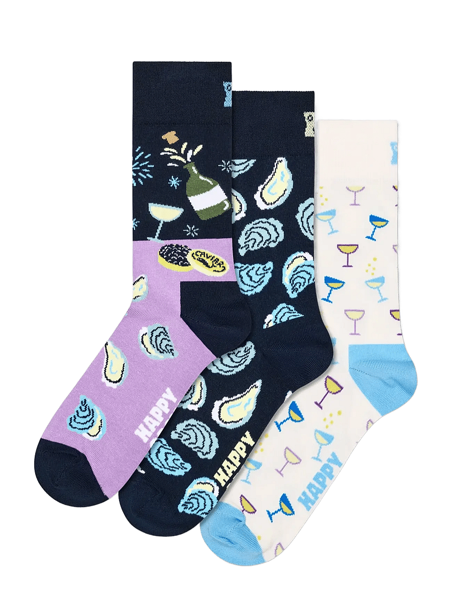 Happy Socks - 3-Pack Oyster Dinner Socks Gift Set - vanliga strumpor - navy - 1