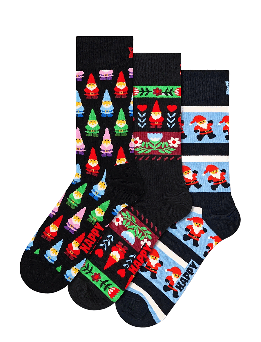Happy Socks - 3-Pack Holiday Gnomes Socks Gift Set - tennissocken - black - 2