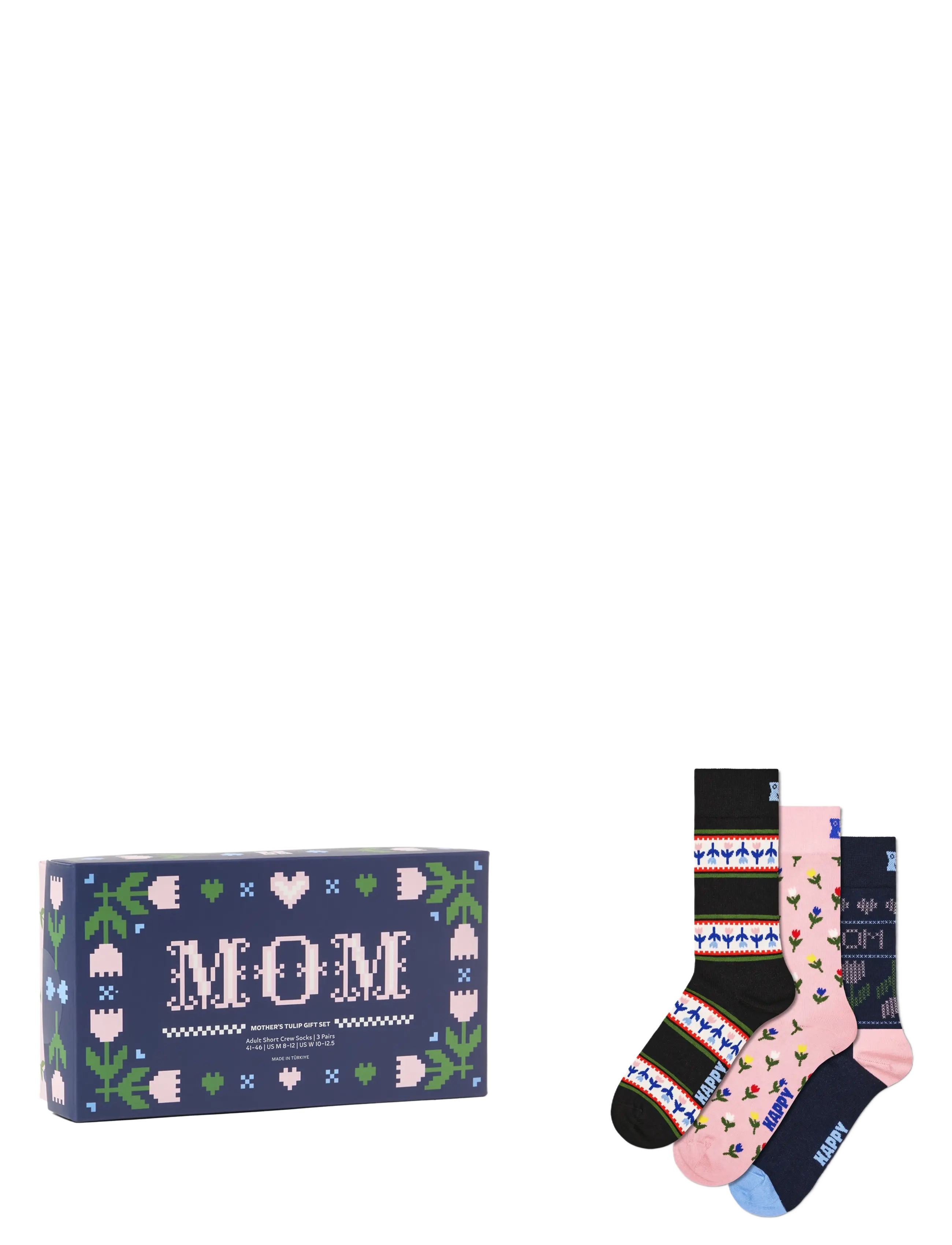 Happy Socks 3-Pack Mother's Tulip Gift Set, 36-40, Socks, Marineblau - Regular Frauen