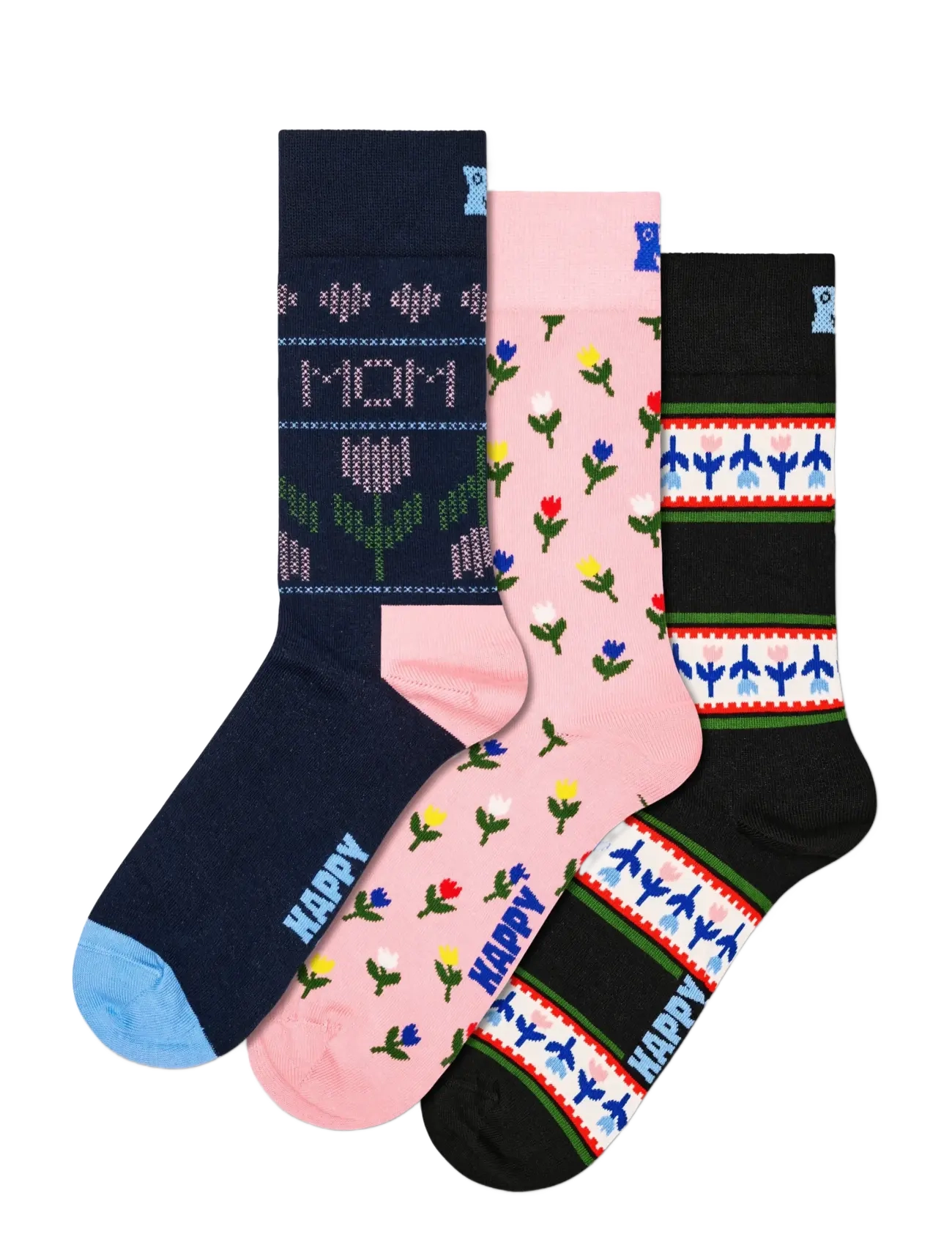 Happy Socks - 3-Pack Mother's Tulip Socks Gift Set - navy - 1