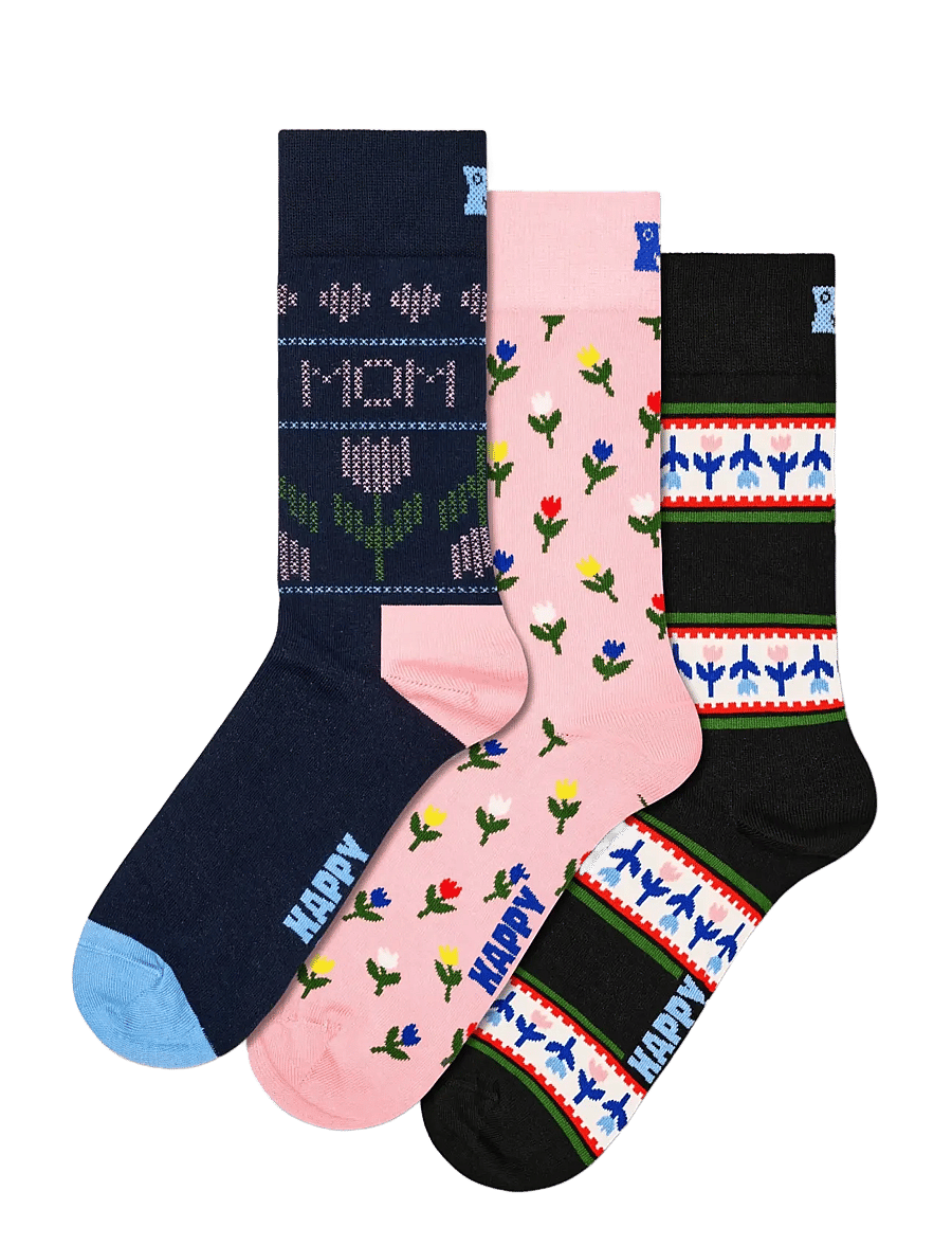 Happy Socks - 3-Pack Mother's Tulip Socks Gift Set - navy - 1