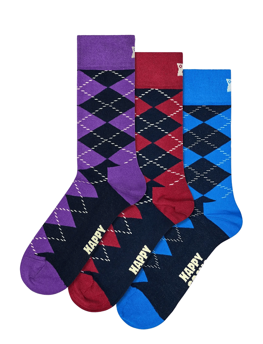 Happy Socks - 3-Pack Argyle Socks Gift Set - navy - 1