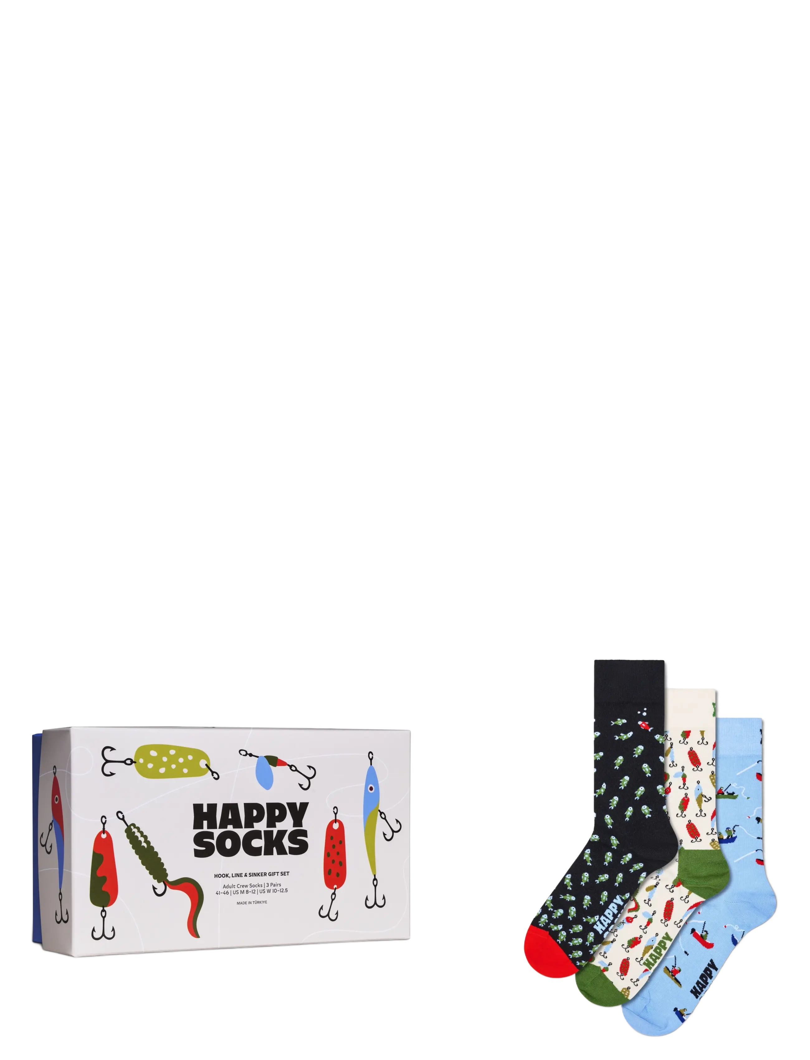 HAPPY Socken 3-Pack Hook, Line, Sinker Socken Gift Set Schwarz - 41-46 - Herren