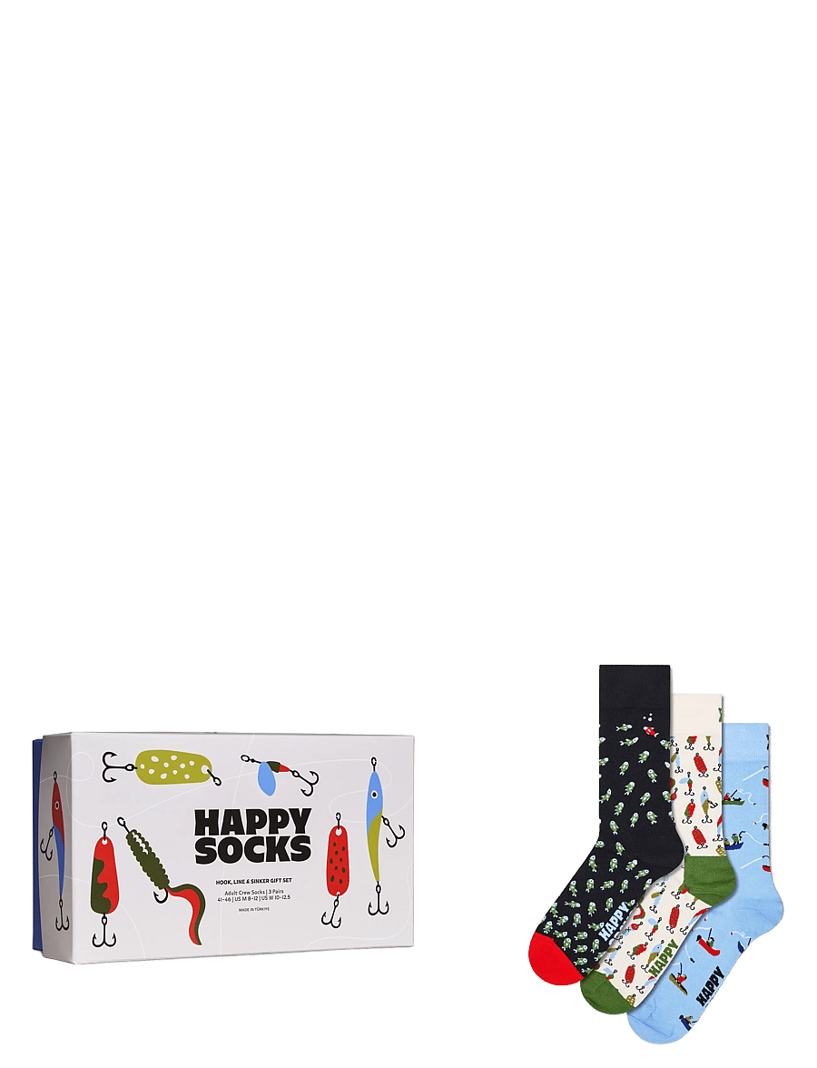 Happy Socks - 3-Pack Hook, Line, Sinker Socks Gift Set - black - 0