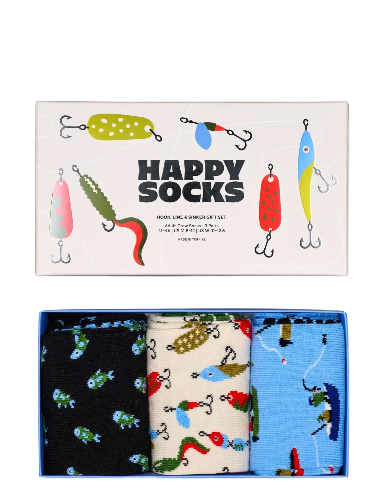 Happy Socks - 3-Pack Hook, Line, Sinker Socks Gift Set - black - 5