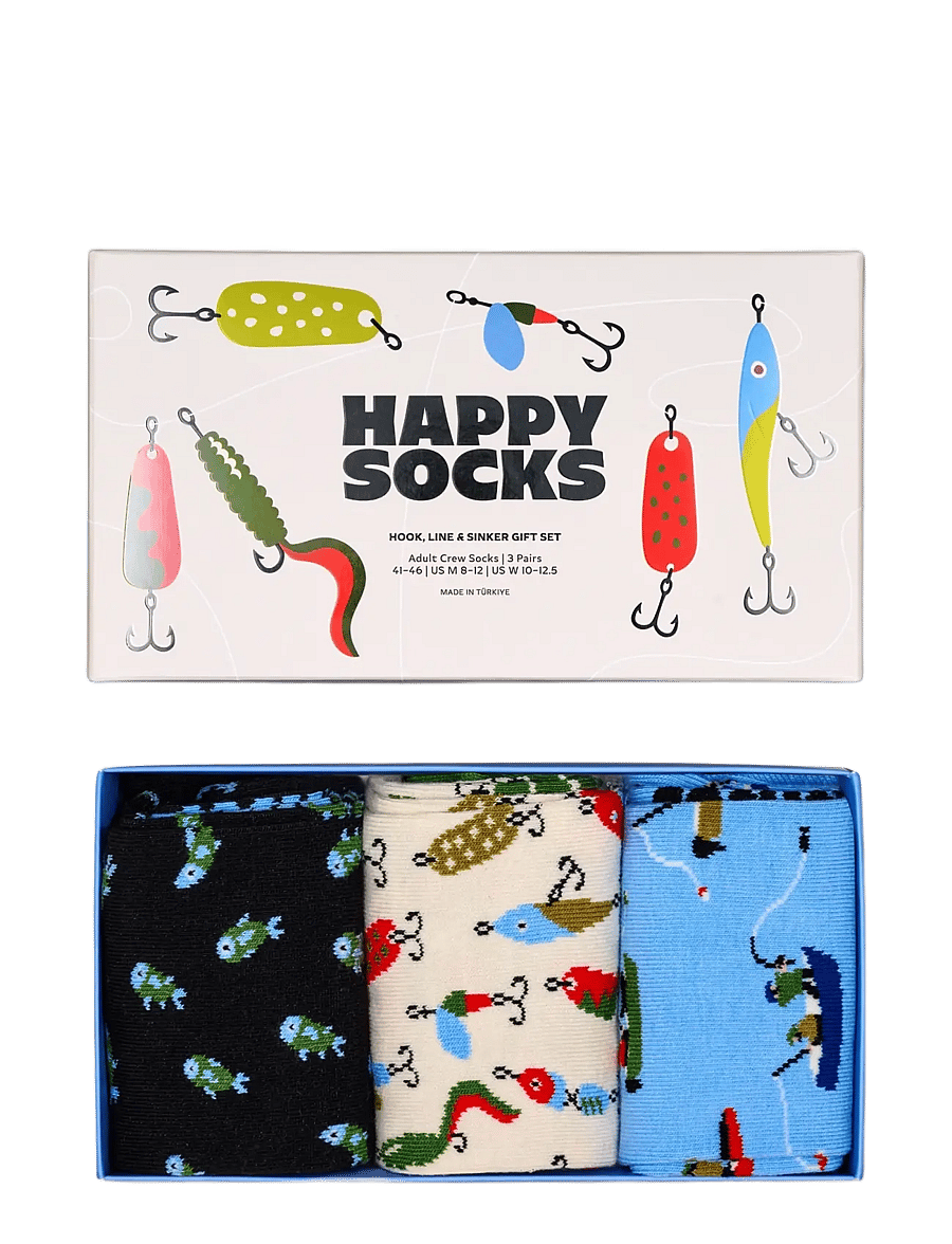 Happy Socks - 3-Pack Hook, Line, Sinker Socks Gift Set - black - 5