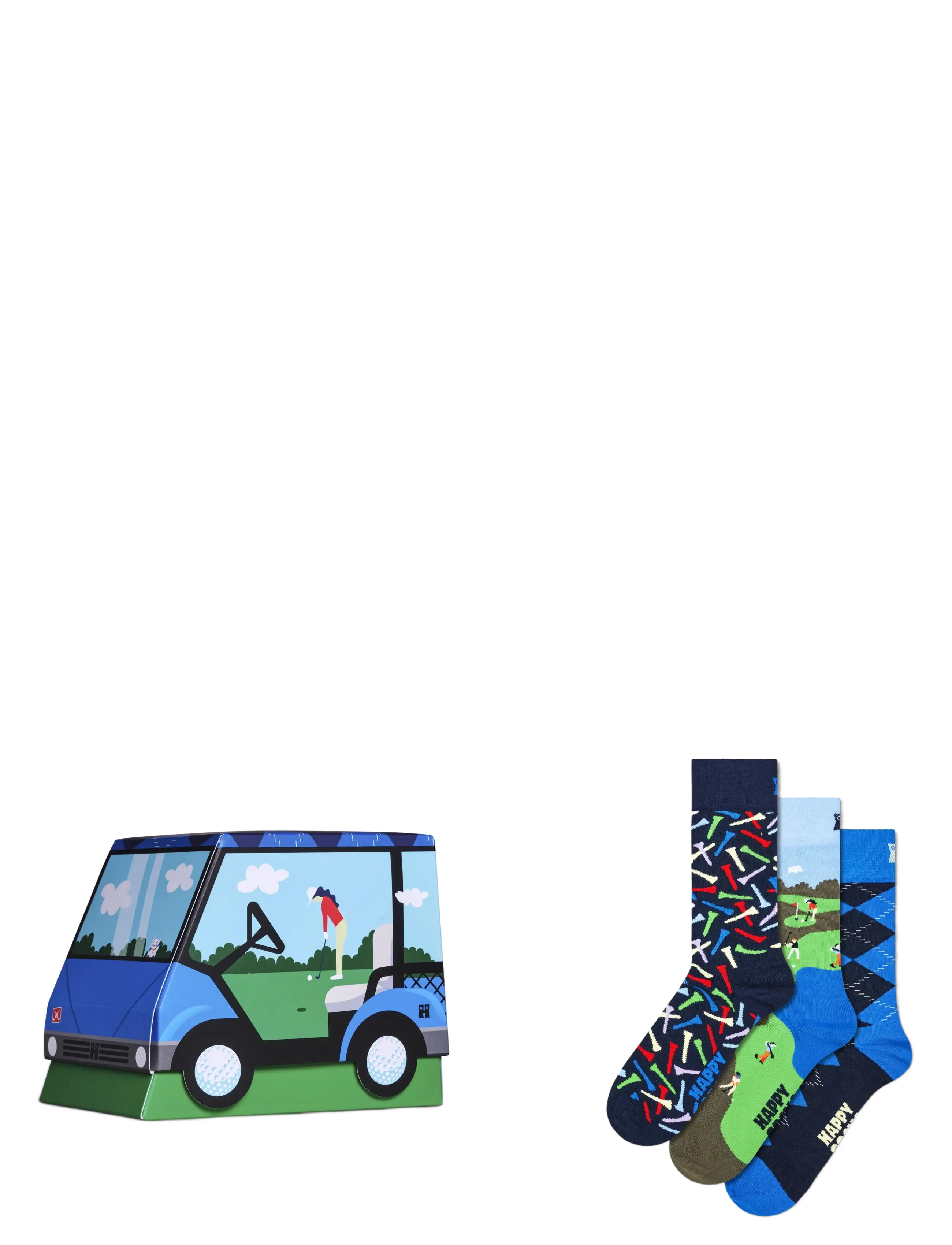 Happy Socks 3-Pack Golf Cart Socks Gift Set, 41-46, Navy, Sokker > Almindelige Sokker, Herre