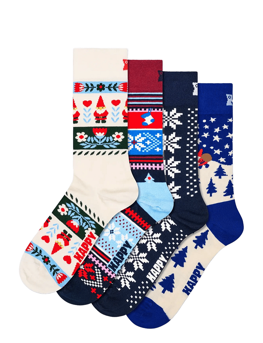 Happy Socks - 4-Pack Winter Holiday Socks Gift Set - tennissocken - navy - 2