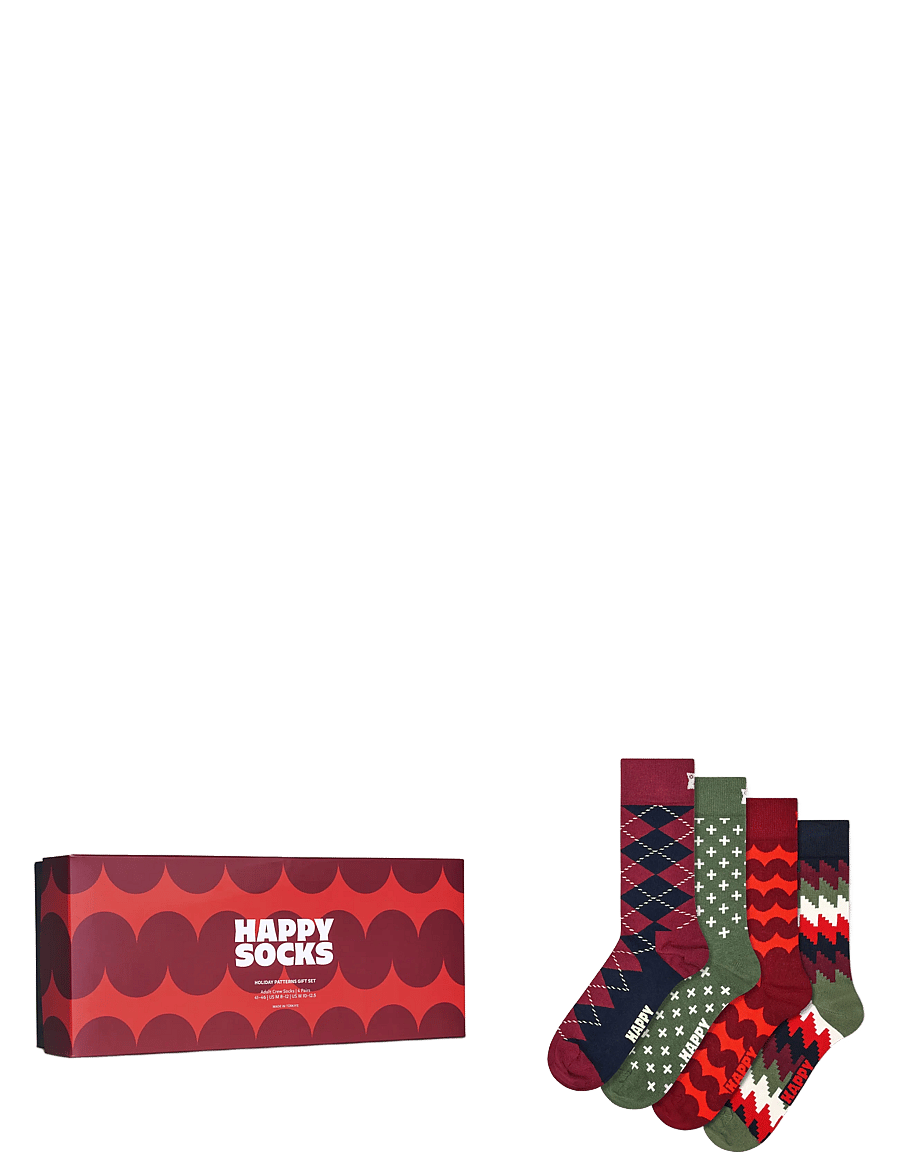 Happy Socks - 4-Pack Holiday Pattern Socks Gift Set - tennissocken - dark red - 0