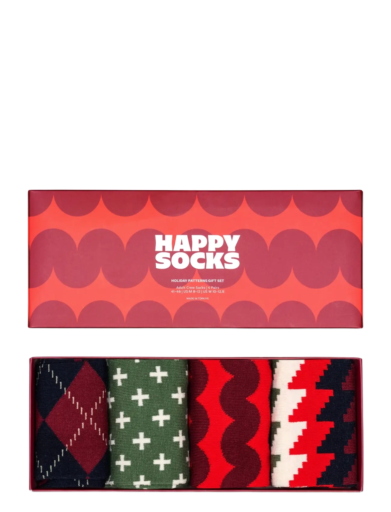 Happy Socks - 4-Pack Holiday Pattern Socks Gift Set - tennissocken - dark red - 1