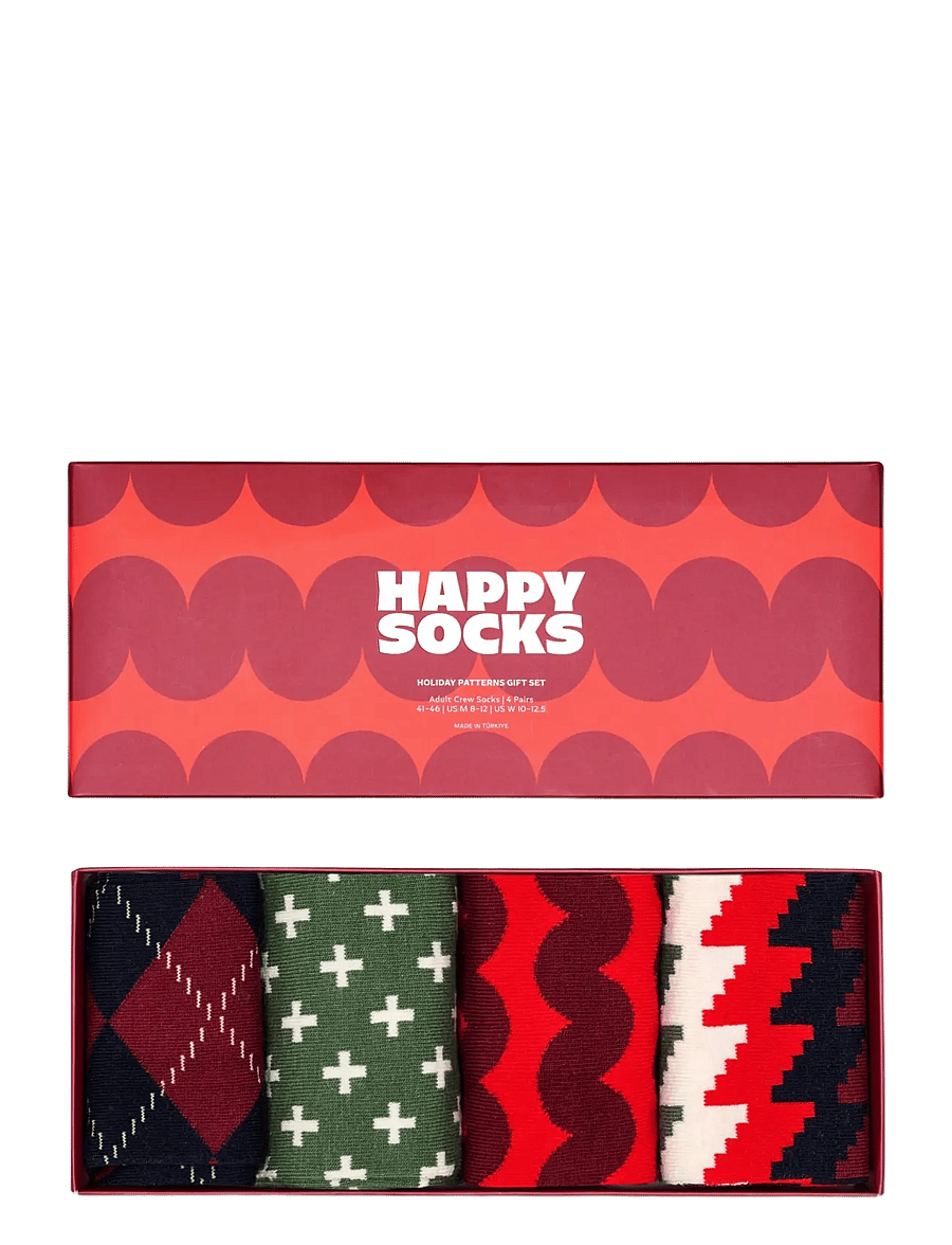 Happy Socks - 4-Pack Holiday Pattern Socks Gift Set - tennissocken - dark red - 1