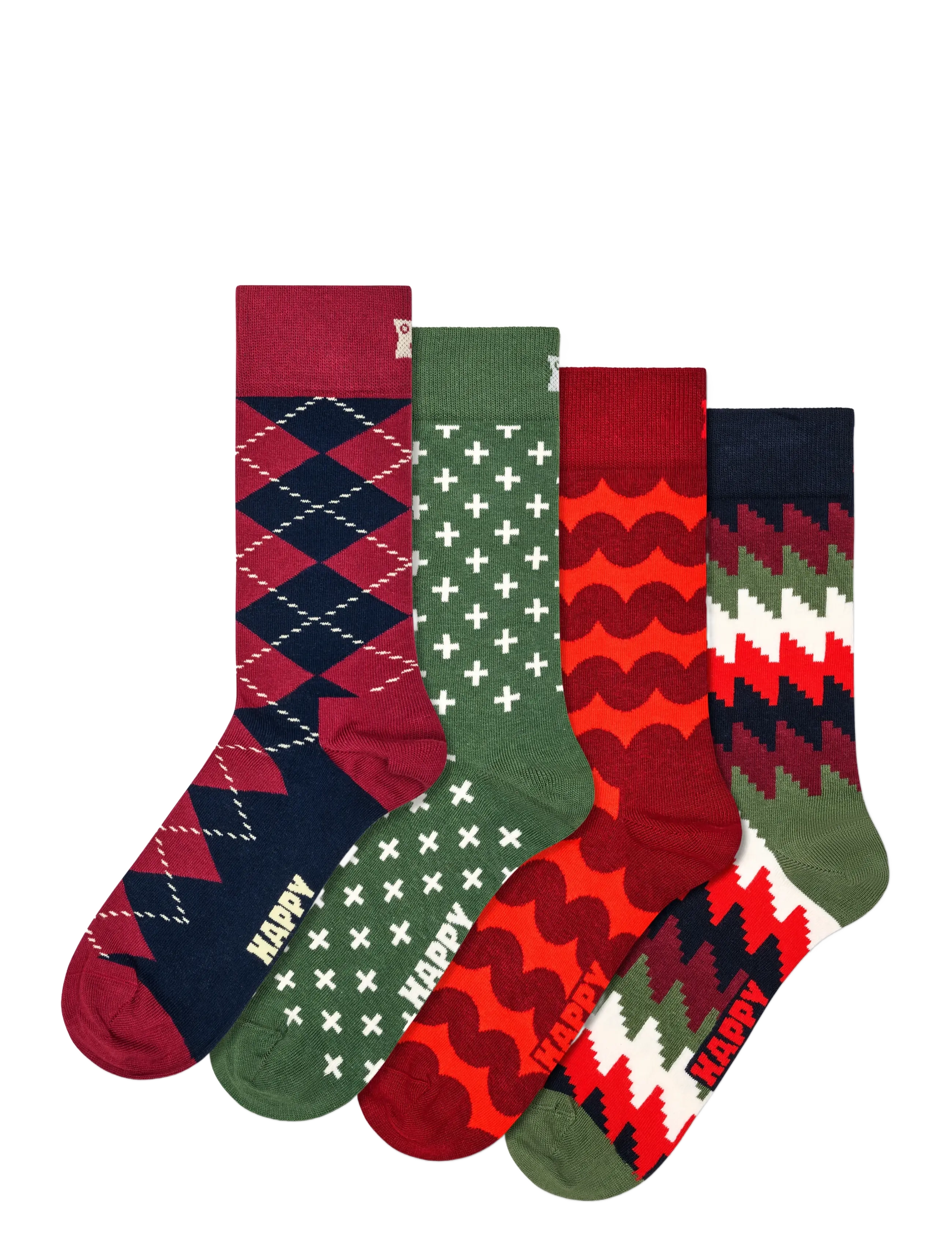 Happy Socks - 4-Pack Holiday Pattern Socks Gift Set - tennissocken - dark red - 2