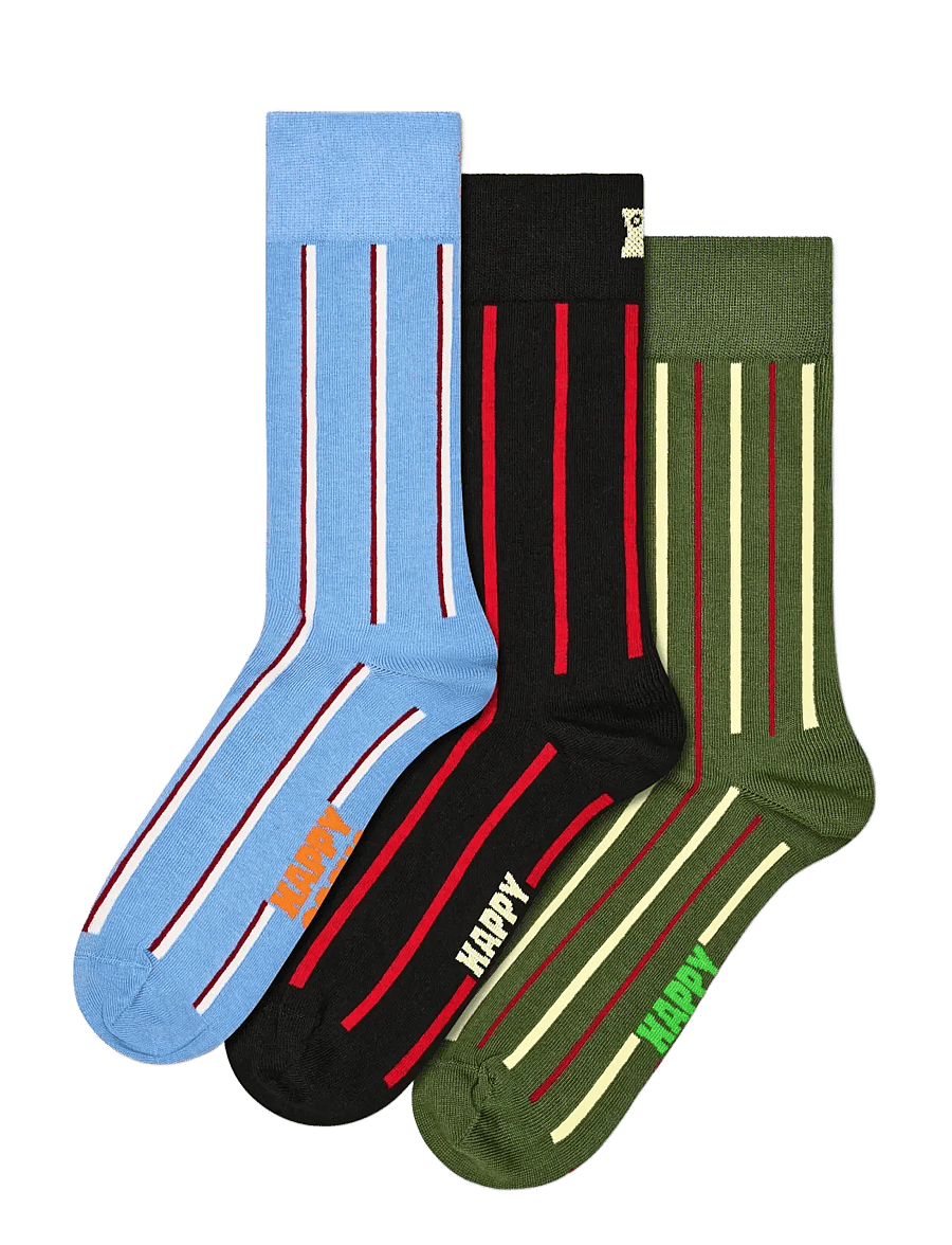 Happy Socks - 3-Pack Vertical Stripe Socks - light blue - 0
