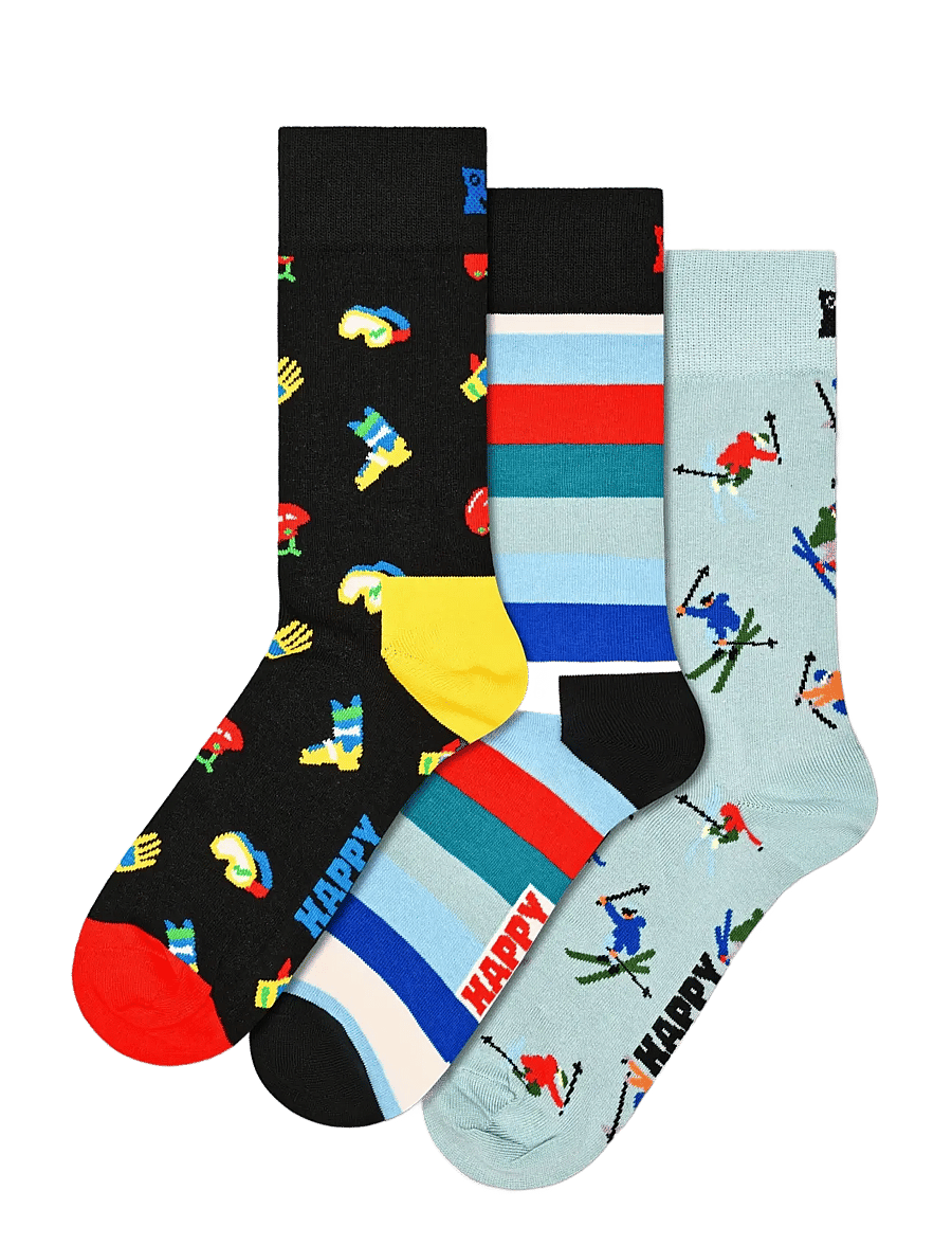 Happy Socks - 3-Pack Skiing Socks - vanliga strumpor - black - 0