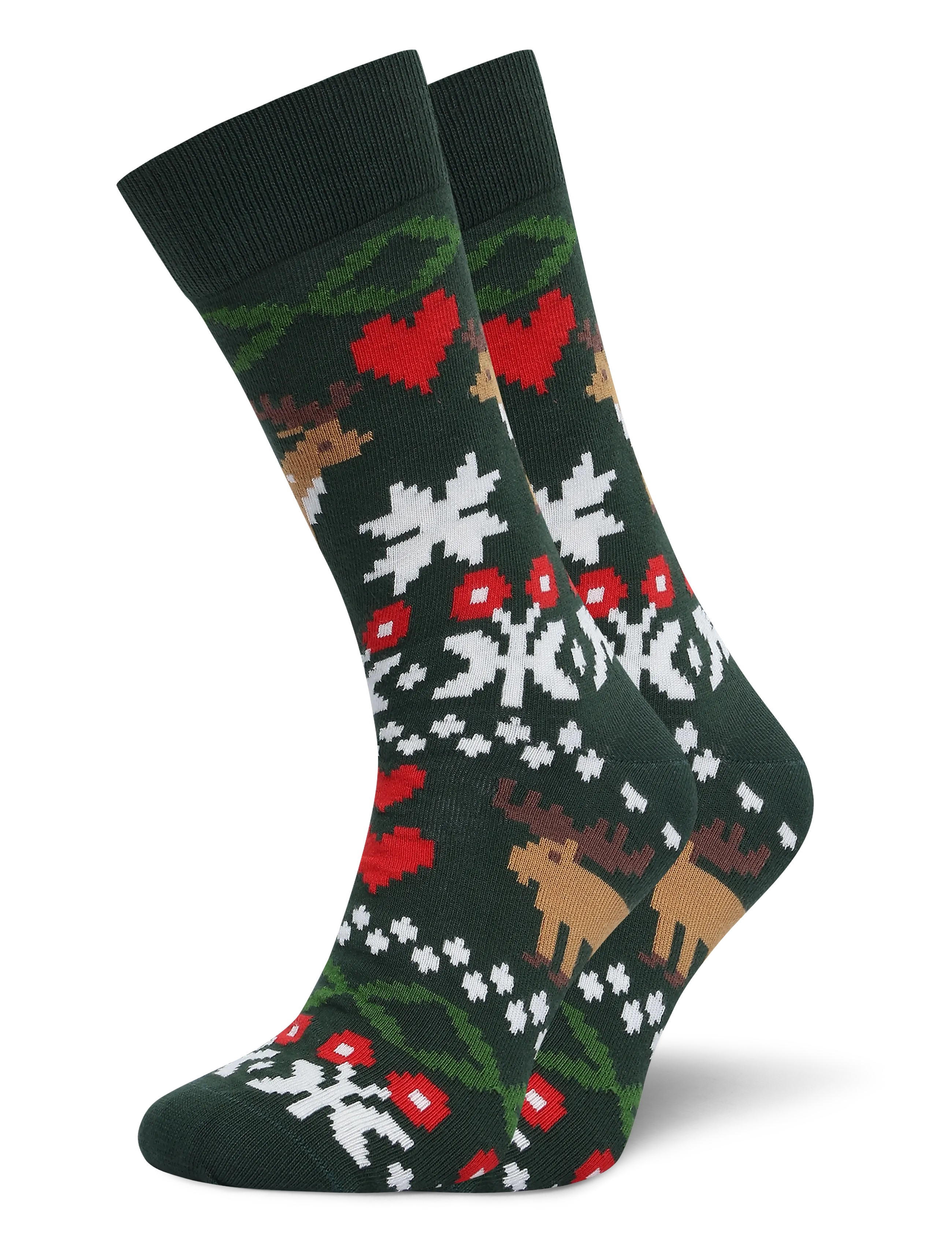 Happy Socks Fair Isle Reindeer Love Sock - Sokid - DARK GREEN / green
