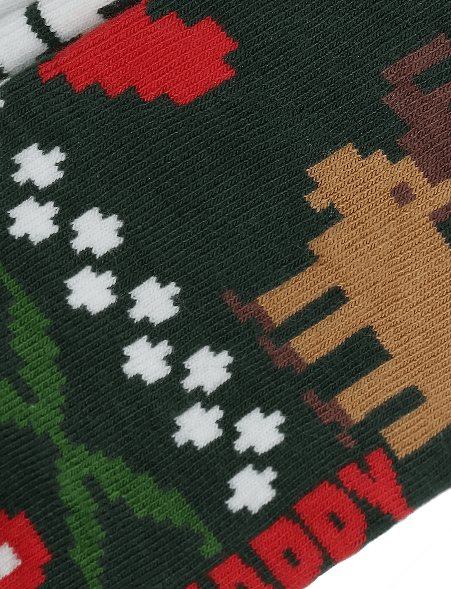 Happy Socks - Fair Isle Reindeer Love Sock - vanliga strumpor - dark green - 2