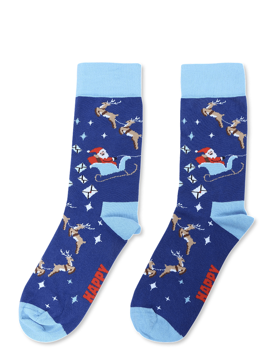 Happy Socks - Letters To Santa Sock - vanliga strumpor - blue - 1