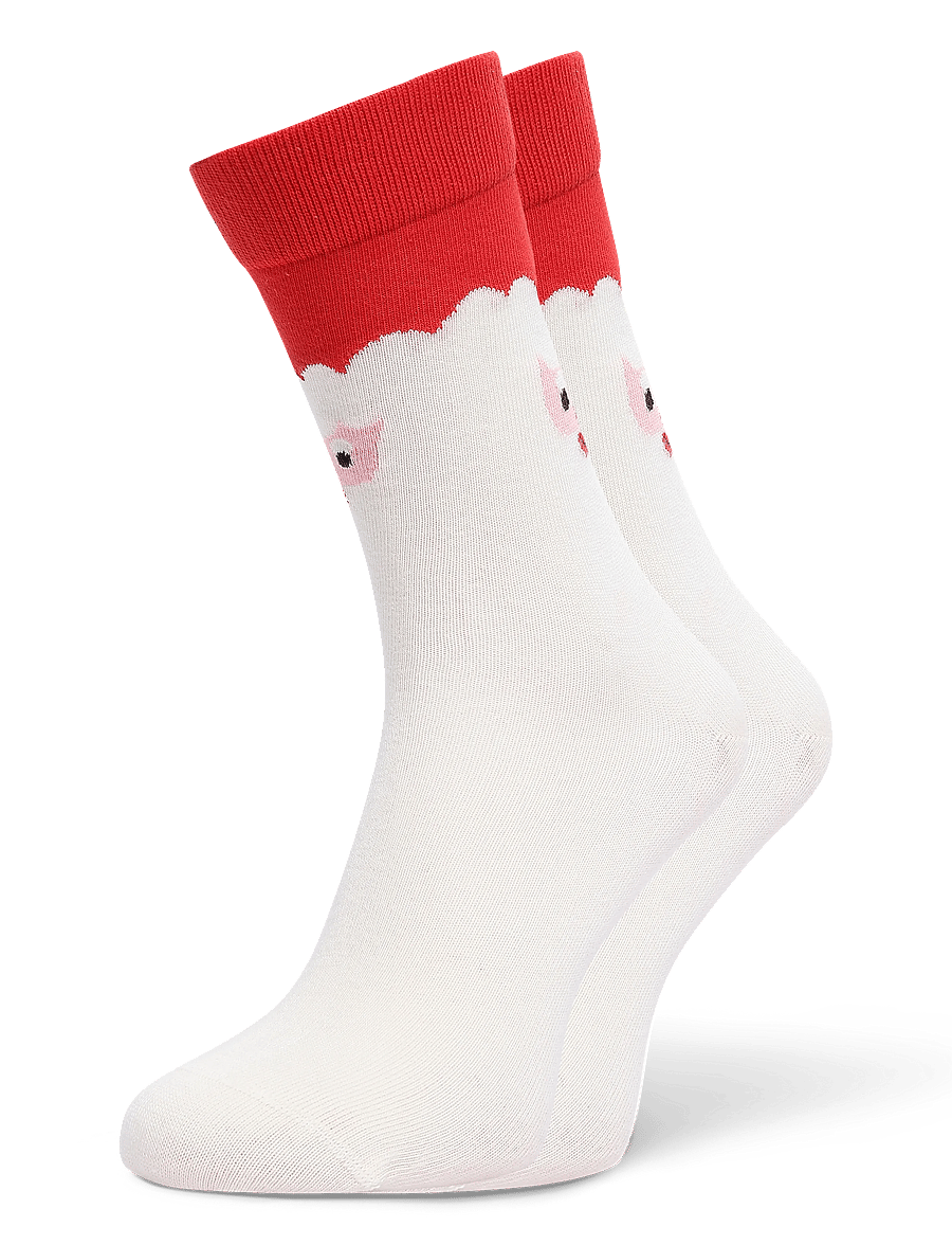 Happy Socks - Santa Face Sock - vanliga strumpor - white - 0